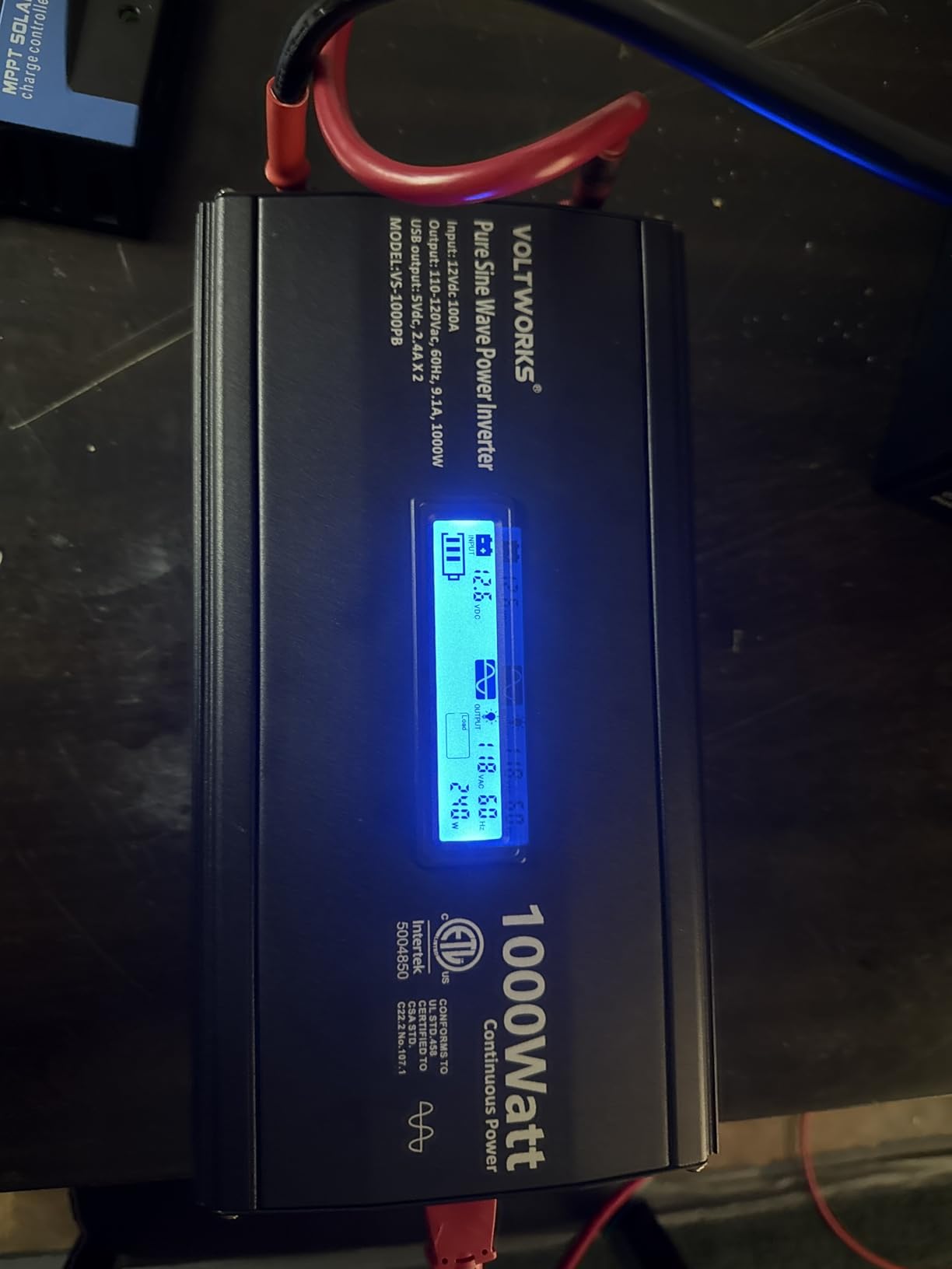 1000 Watt Pure Sine Wave Power Inverter ETL UL458 12V DC to 110V 120V AC | Inverter For Home RV Truck Off-Grid Solar Compatible with Lithium Battery with LCD Display [3 Years Warranty] by VOLTWORKS customer photo 1