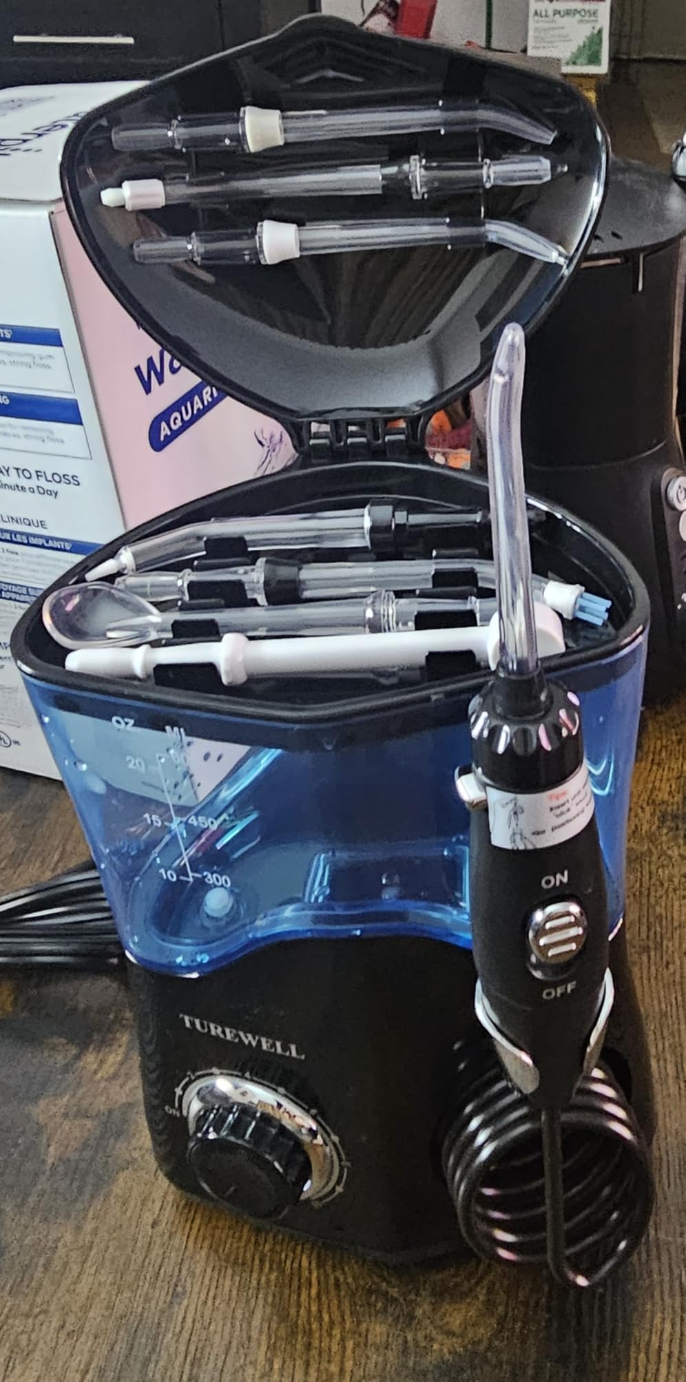 TUREWELL Water Dental Flosser for Teeth/Braces, Water Teeth Cleaner 8 Jet Tips and 10 Pressure Levels, 600ML Large Water Tank Oral Irrigator for Family(Black) customer photo 1
