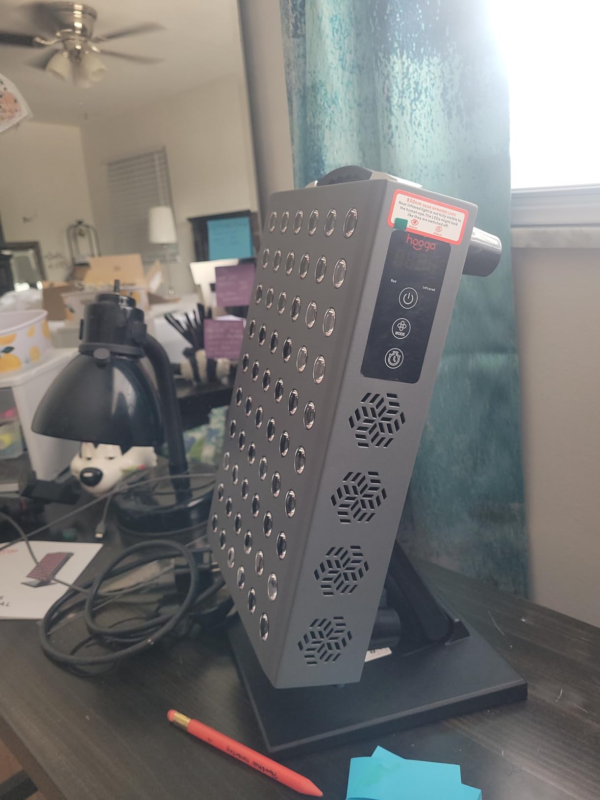 Hooga PRO300 Red Light Therapy Panel Device - 660nm Red & 850nm Near Infrared Light Therapy, LED Light Therapy Lamp, 60 Dual Chip LEDs, Timer, Table Top Stand Included customer photo 1