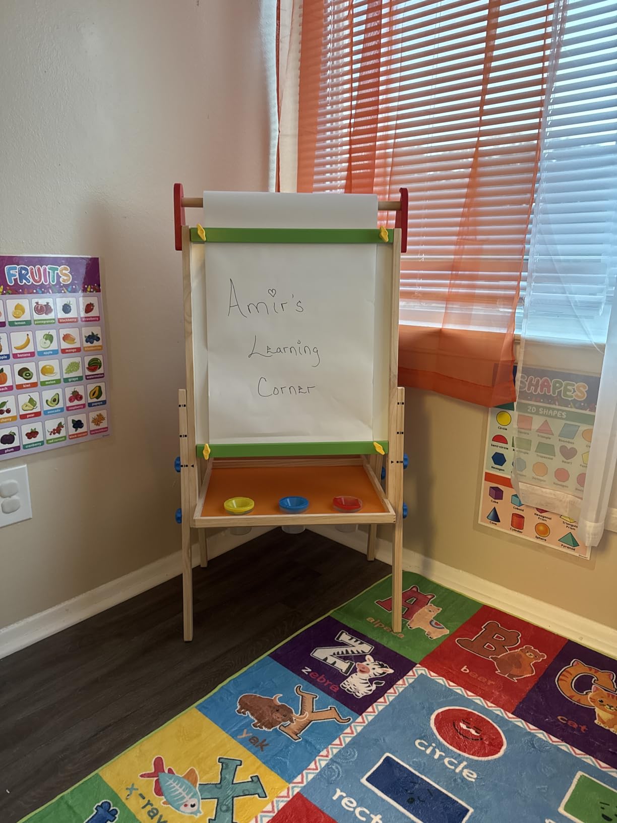 Tiny Land Wooden Easel for Kids, Art Easel with Chalkboard & Whiteboard | Sturdy solid pine frame, 2 drawing paper rolls, Double-sided board, 3 adjustable heights, Art Learning Toy for Ages 3-12 customer photo 1