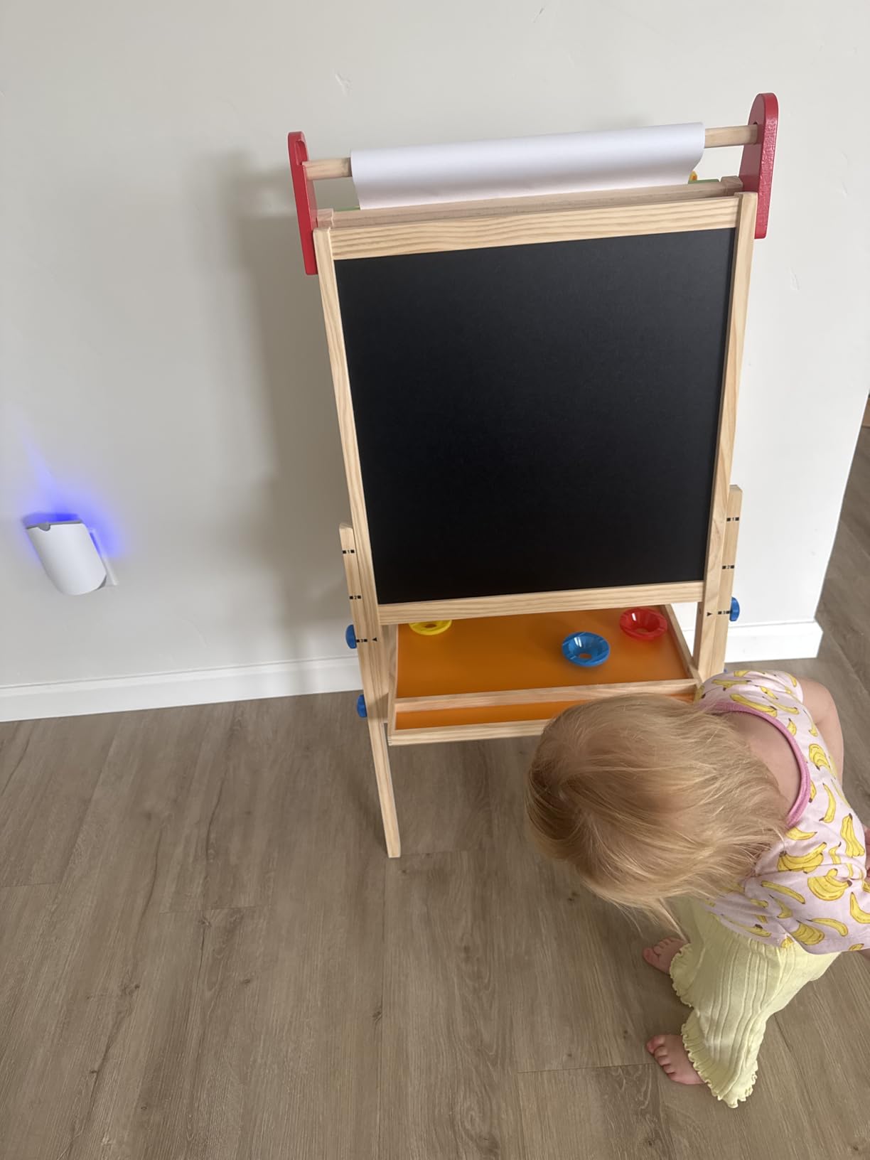Tiny Land Wooden Easel for Kids, Art Easel with Chalkboard & Whiteboard | Sturdy solid pine frame, 2 drawing paper rolls, Double-sided board, 3 adjustable heights, Art Learning Toy for Ages 3-12 customer photo 2