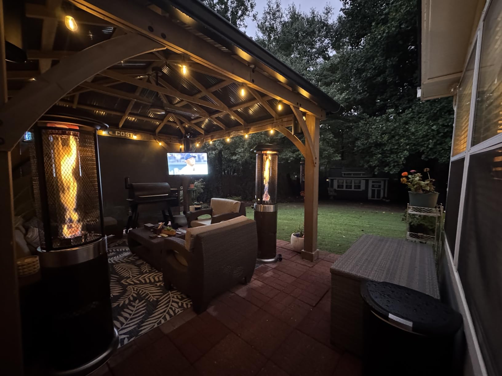 BALI OUTDOORS Propane Patio Heater, Stainless Steel Standing | 36,000 BTUs Portable Commercial Outdoor Gas Patio Heater with Glass Tube for Deck, Garden and Porch, Brown customer photo 1