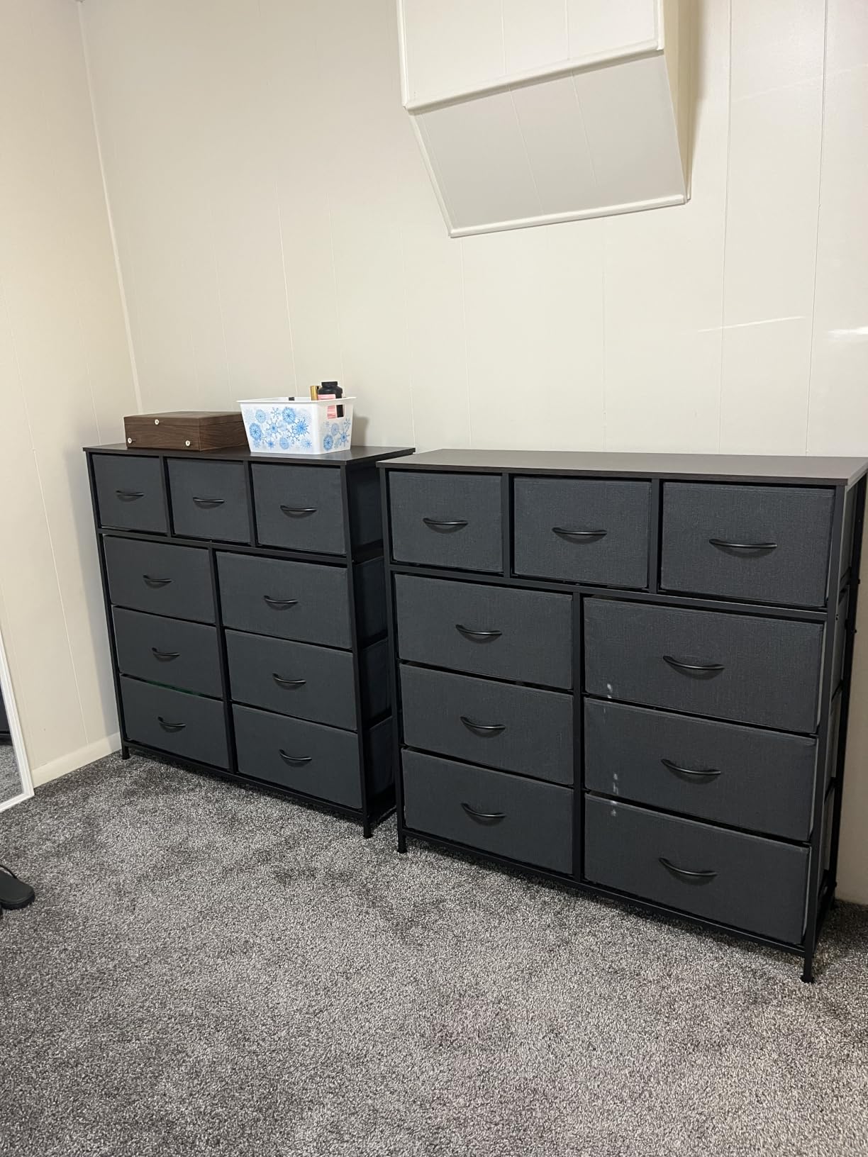 WLIVE Tall Dresser for Bedroom, 9 Drawer Chest of Drawers, Rustic Brown | 9 roomy fabric drawers, Tall storage design, Bedroom or closet use, Sturdy steel frame, Smooth wood tabletop customer photo 2