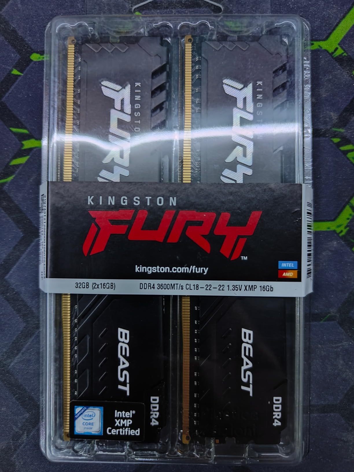 Kingston Fury Beast 32GB (2x16GB) 3600MT/s DDR4 CL18 Desktop Memory Kit of 2 KF436C18BBK2/32 customer photo 2