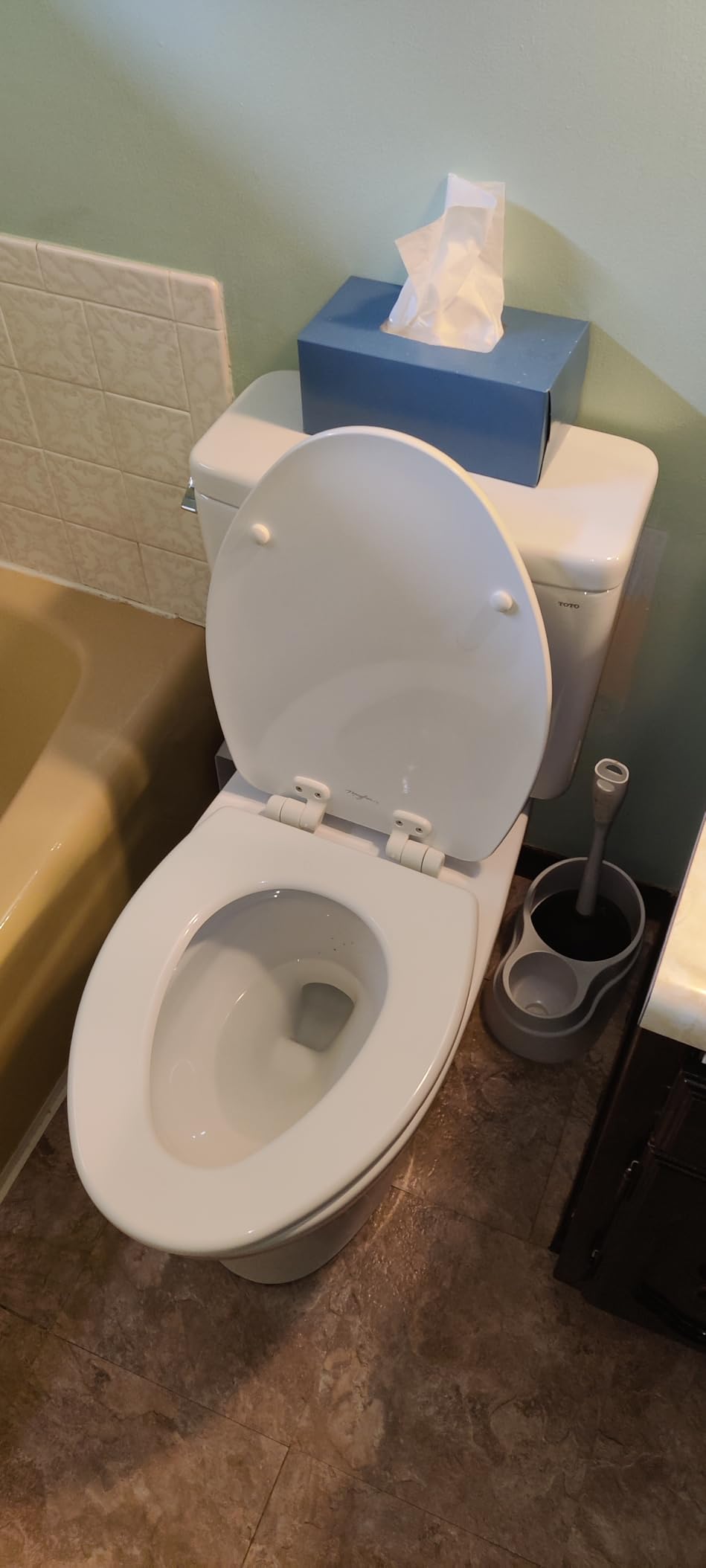 TOTO Drake Two-Piece Elongated 1.6 GPF Universal Height TORNADO FLUSH Toilet with CEFIONTECT, Cotton White - CST776CSFG#01 customer photo 1