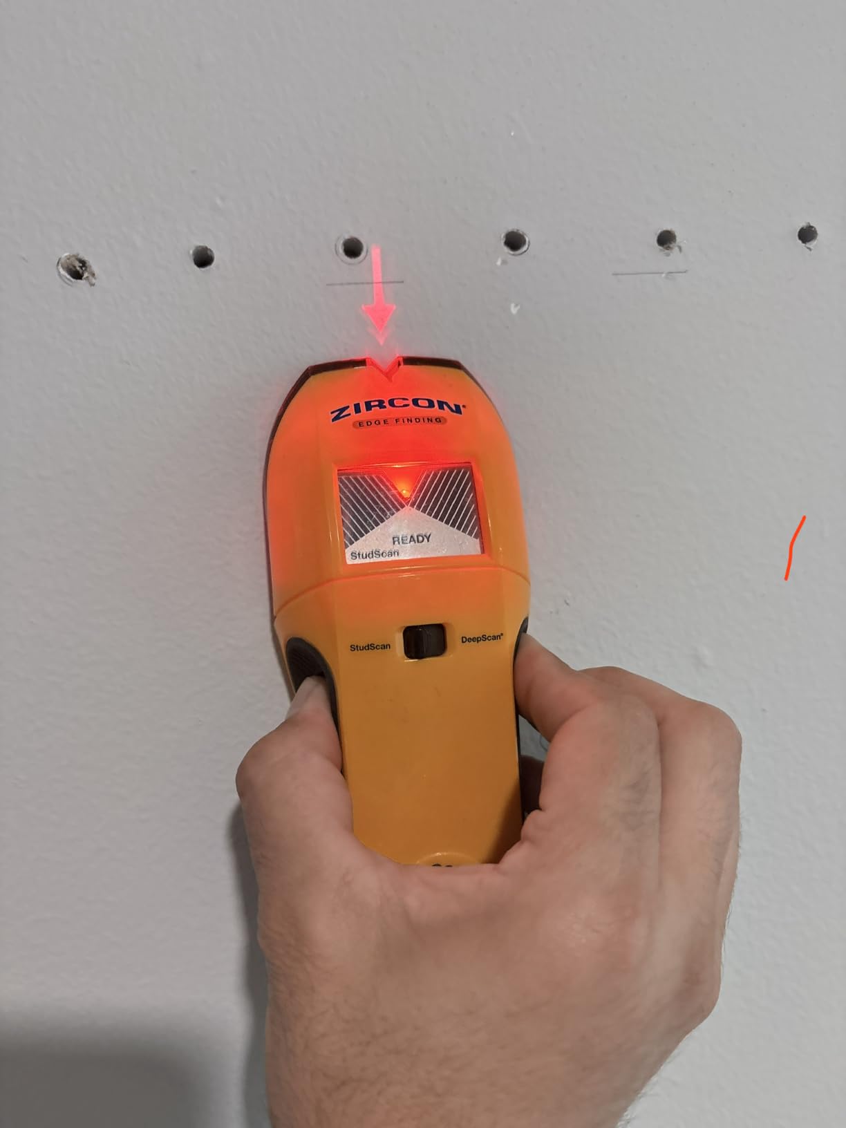 Zircon StudSensor A100 Stud Finder w/Live Wire Detection | Easy-to-use stud finder locates wood and metal stud edges up to 1-1/2 in. deep with live wire alerts for wall projects customer photo 2