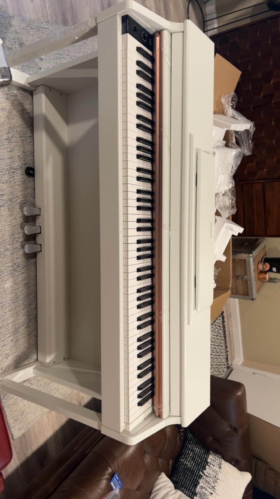 Donner DDP-100 88-Key Weighted Action Digital Piano, Beginner keyboard piano Bundle with Furniture Stand, Power Adapter, White customer photo 1