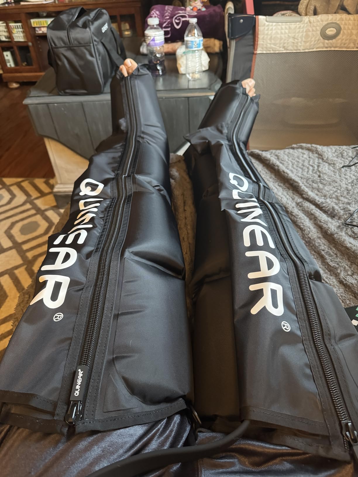 QUINEAR Leg Recovery Compression System for Athlete Post Workout, Professional Sequential Device for Massage Therapy, Foot and Leg Recovery Boots, Improve Circulation Reduce Muscle Soreness (Medium) customer photo 2
