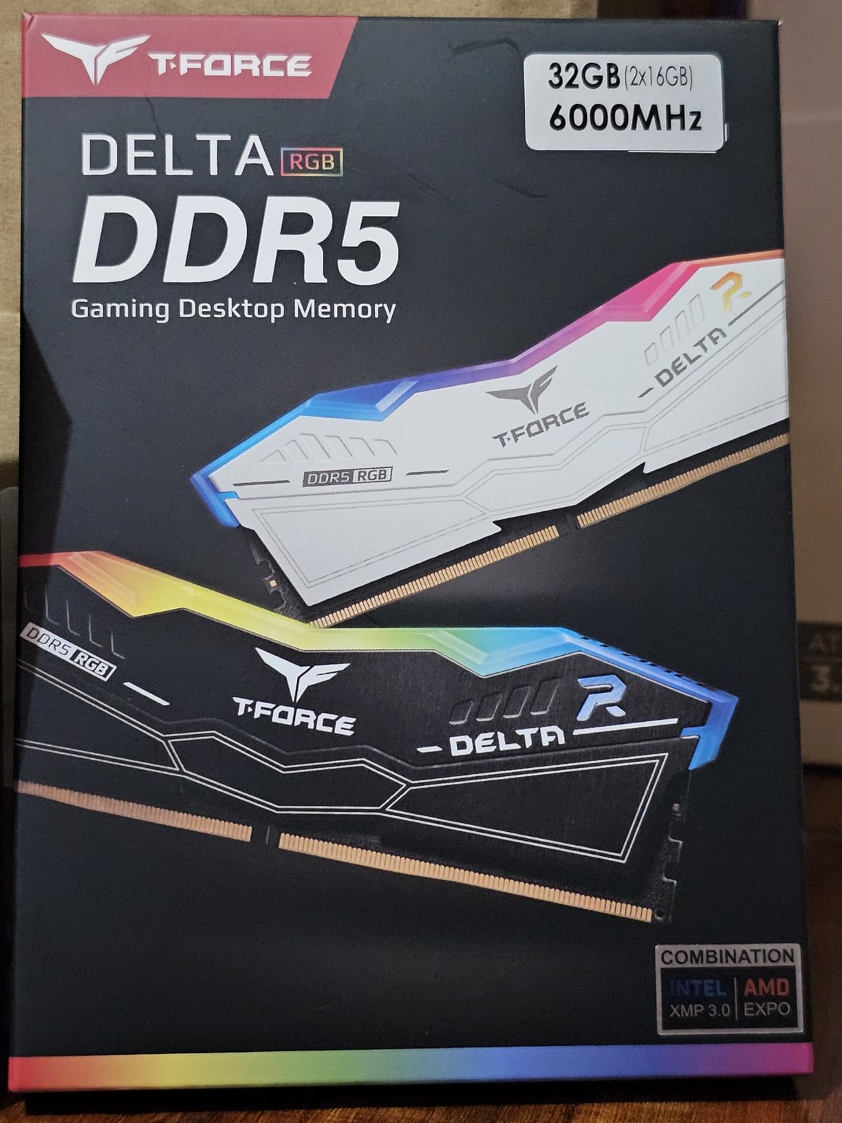 T-Force Delta RGB DDR5 Ram 32GB (2x16GB) 6000MHz PC5-48000 CL38 Intel XMP 3.0 & AMD Expo Compatible Desktop Memory Module Ram Black FF3D532G6000HC38ADC01 customer photo 1