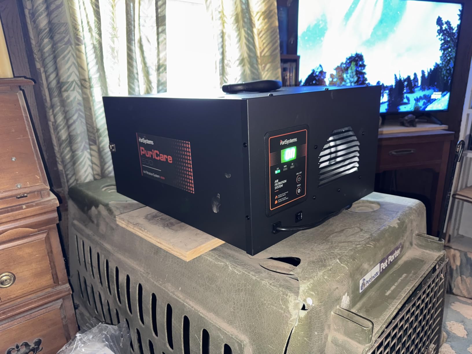 PURISYSTEMS 3-Speed Remote Air Filtration System, PuriCare 500 Hanging Air Filter w/RF Remote for Woodworking, Garage Air Purifier, Shop Dust Collector, up to 500 sq. ft (500 CFM) customer photo 1