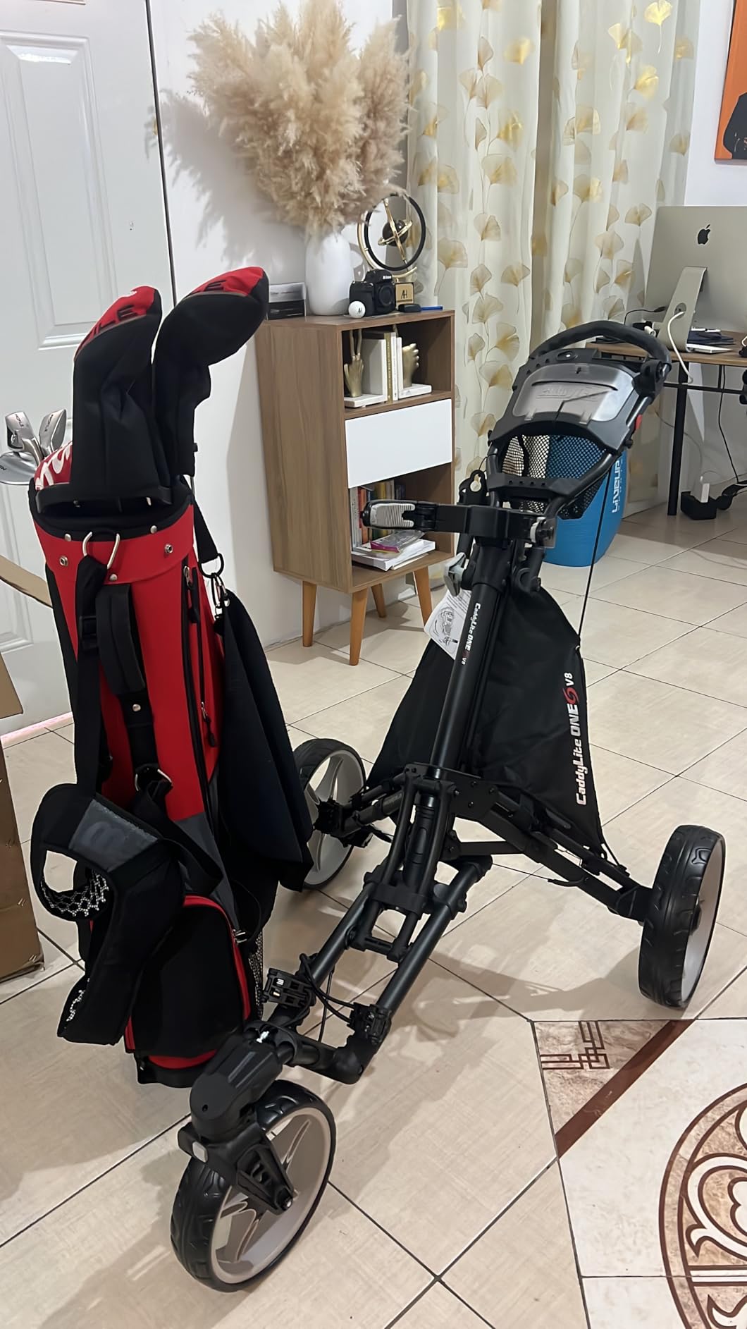 Caddytek CaddyLite ONE-Swivel V8 Golf Push Cart - Lightweight 3 Wheel Foldable Cart with One-Click Folding, 360° Swivel Front Wheel, Adjustable Handle, Cooler Basket, Umbrella & Drink Holder customer photo 2