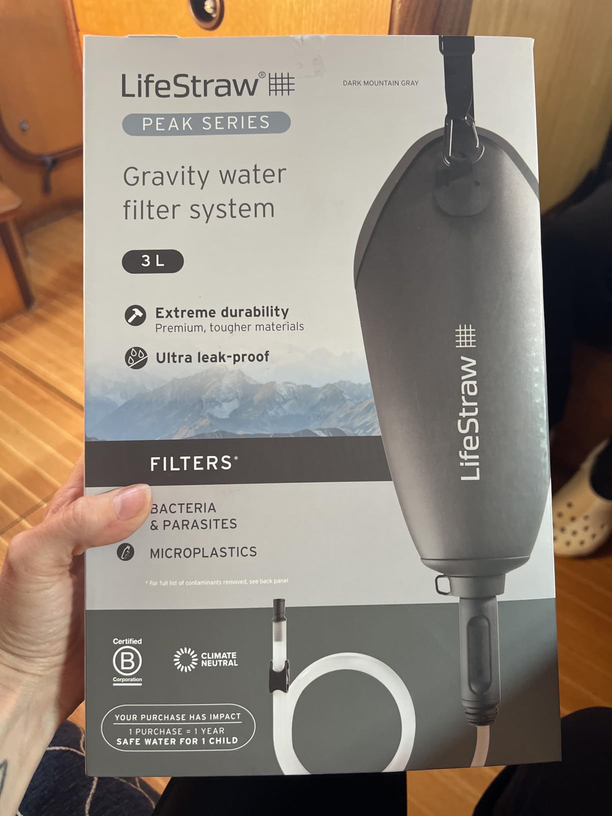 LifeStraw Peak Compact Gravity Water Filter, 3 L, Dark Mountain Gray | Compact Gravity Water Filter System - 3L for Backpacking, Group Camping, Hiking and Travel customer photo 1