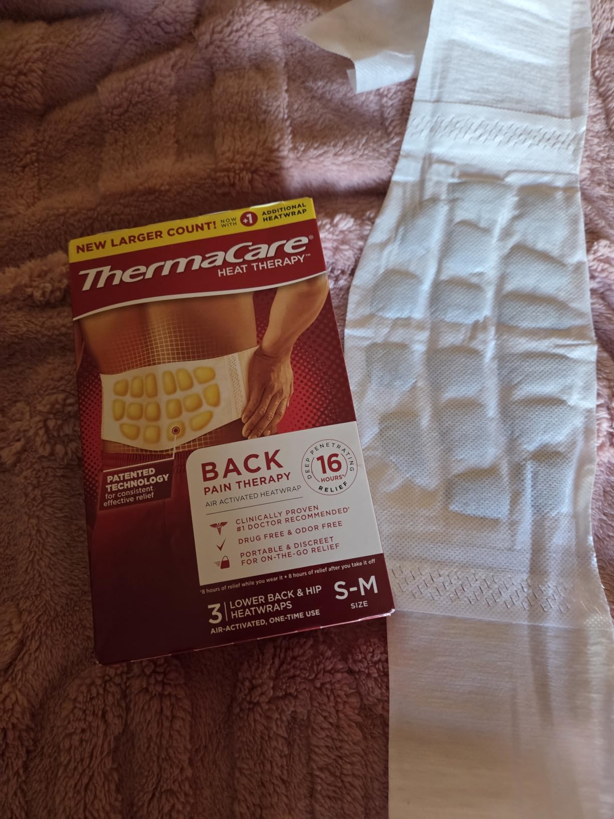 ThermaCare Advanced Back & Hip HeatWraps, Long-Lasting, Disposable Heat Therapy for Lower Back Pain, Muscle Soreness, & Herniated Discs, Drug-Free (L-XL, Pack of 10) customer photo 1