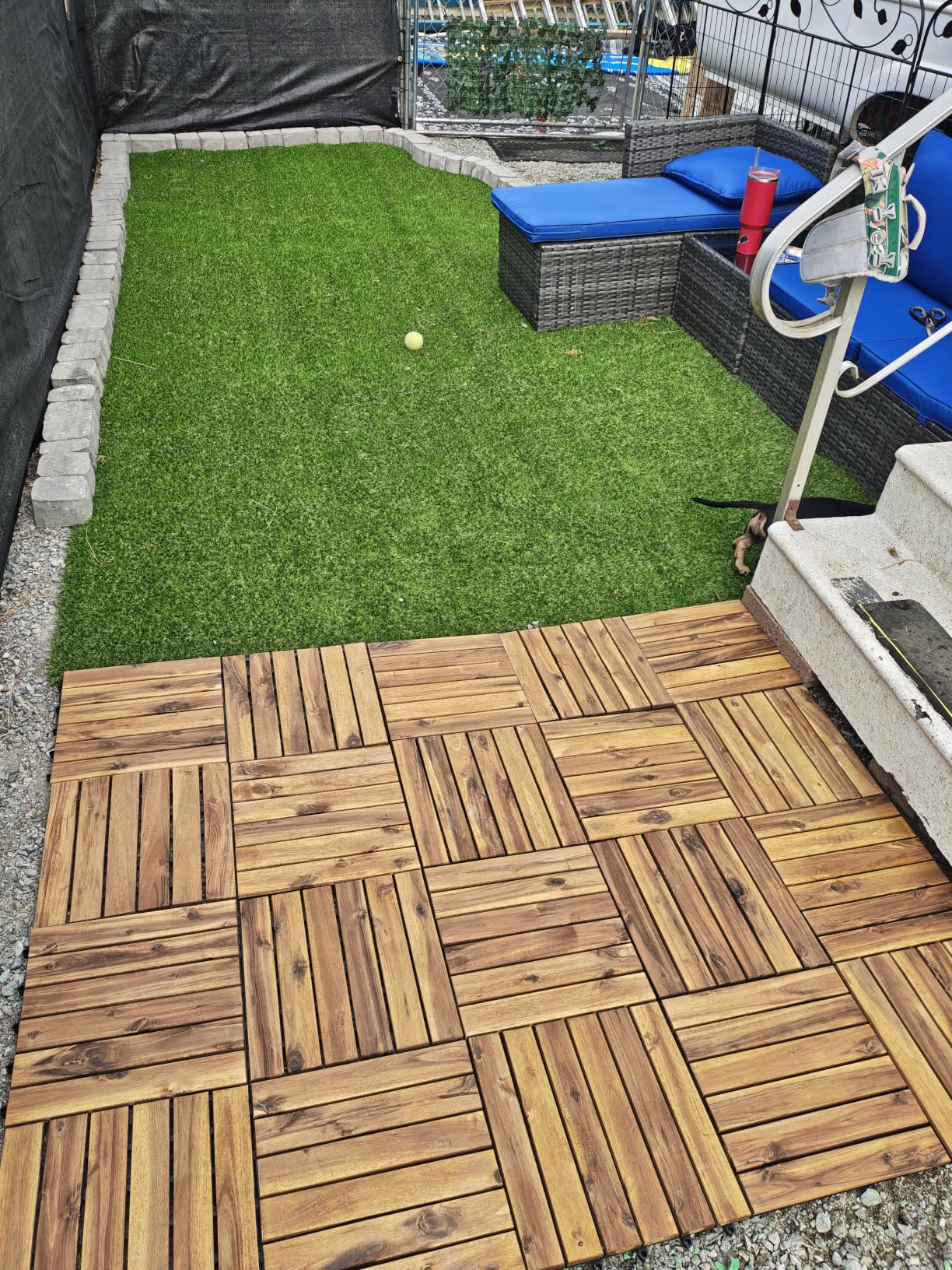 Heyroll Artificial Turf Grass Indoor Outdoor 7 ft x 15 ft, 0.8 inch Realistic Synthetic Fake Grass, Artificial Lawn Rug Dog Pets Mat, Turf Carpet for Patio Landscape Backyard, Custom Size customer photo 2