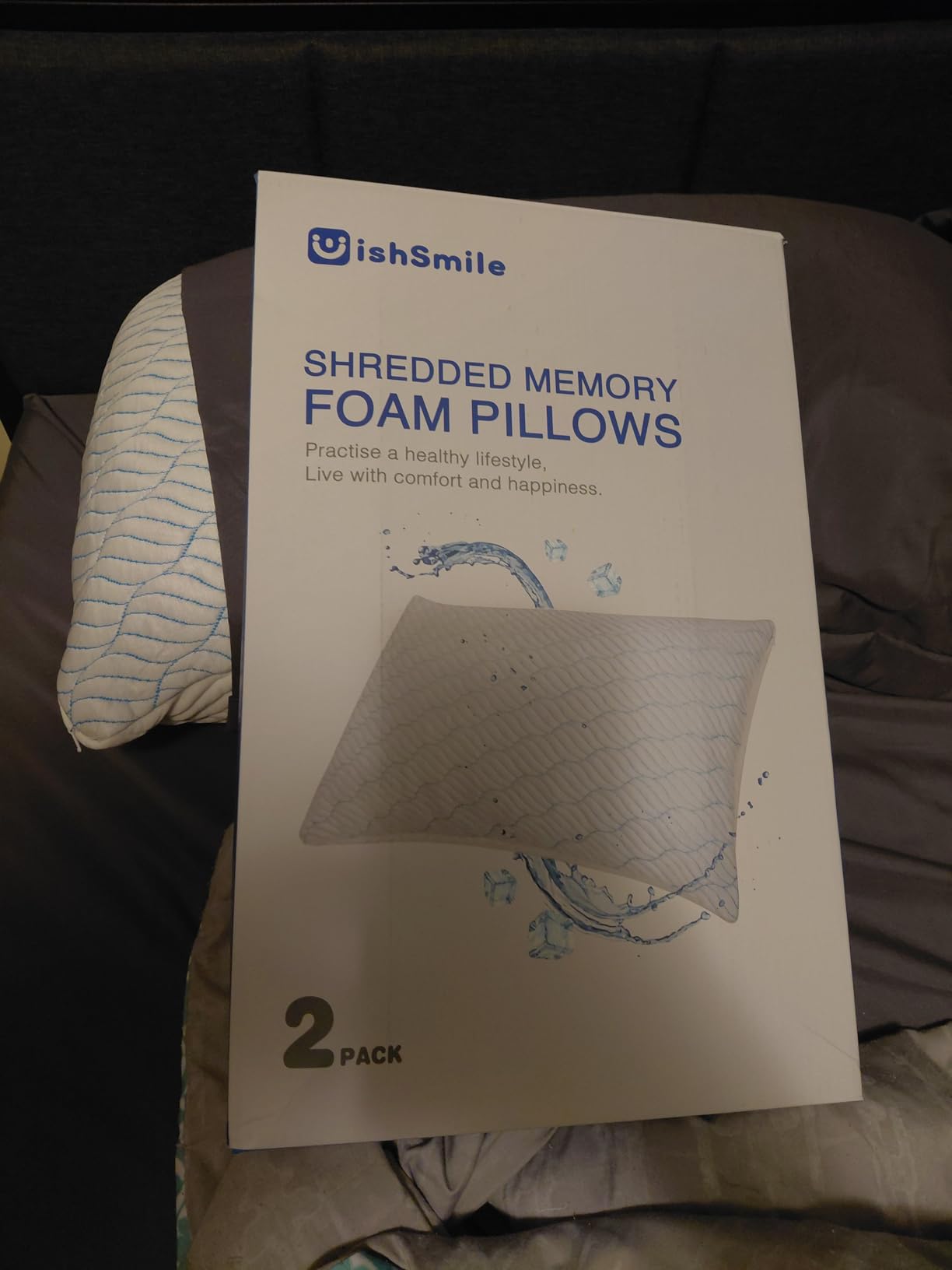 WISHSMILE Cooling Shredded Memory Foam Pillows Queen Size Set of 2 | Neck comfort, firm support, odorless, cooling, customizable height, machine washable, CertiPUR-US hypoallergenic bed pillow customer photo 2