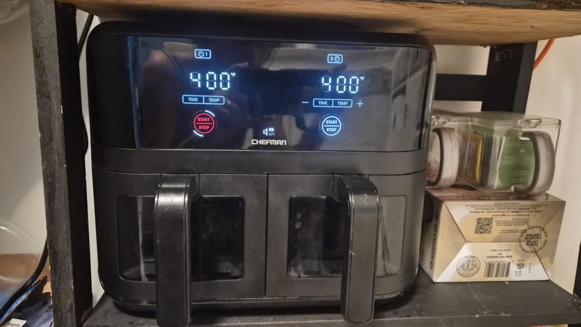 Chefman 6 Quart Dual Basket Air Fryer - Digital Touchscreen, Smart Sync Finish, Hi-Fry, Auto Shutoff, 2 Independent 3QT Nonstick Dishwasher-Safe Frying Baskets - Digital Double Air Fryer - Black customer photo 2