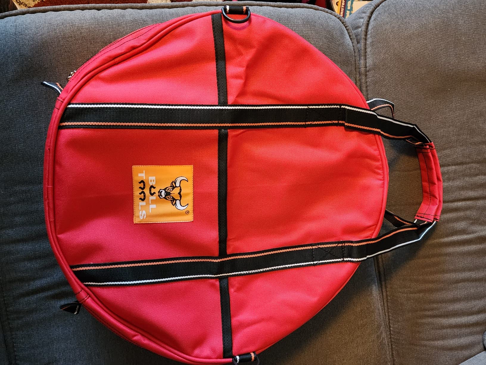 BULL TOOLS EV Charging & Jumper Cable Storage Bag, Organizer 6 Pocket Handmade Carry Bag - 15x15x4 Inch Waterproof Ballistic Polyester Round Bag, Cords, Small Tools, For Motor Vehicles - Black customer photo 2