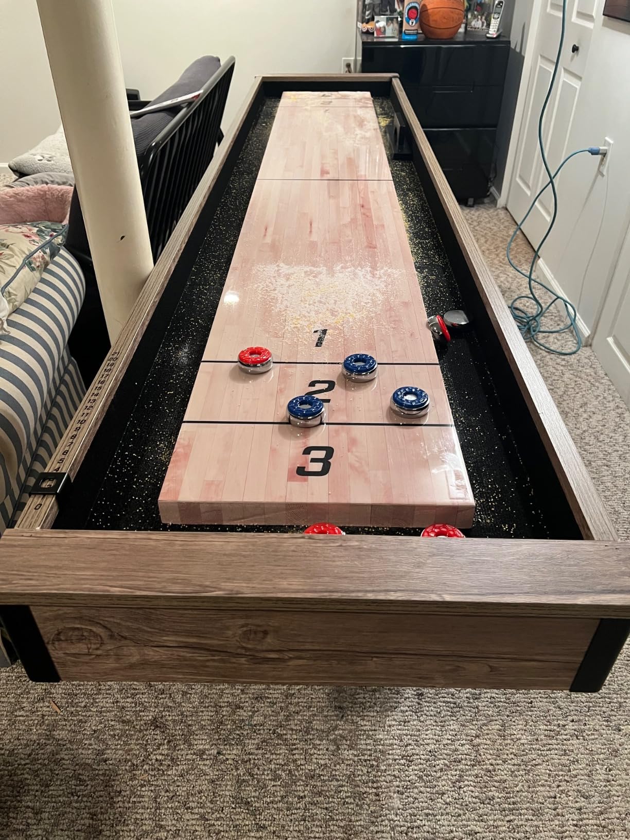 GoSports Premium 9 ft Shuffleboard Table with 8 Pucks, Shuffleboard Wax, and Brush customer photo 2