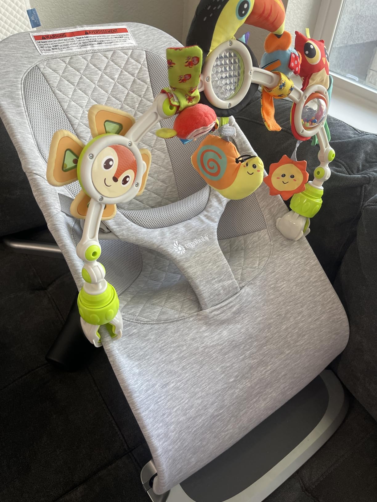 Ergobaby Evolve 3-in-1 Bouncer Seat for Babies and Toddlers 5.5-25 lbs | Multi Position Baby Bouncer Seat with Adjustable Heights, Secure Harness, Newborn Insert, Light Grey customer photo 2
