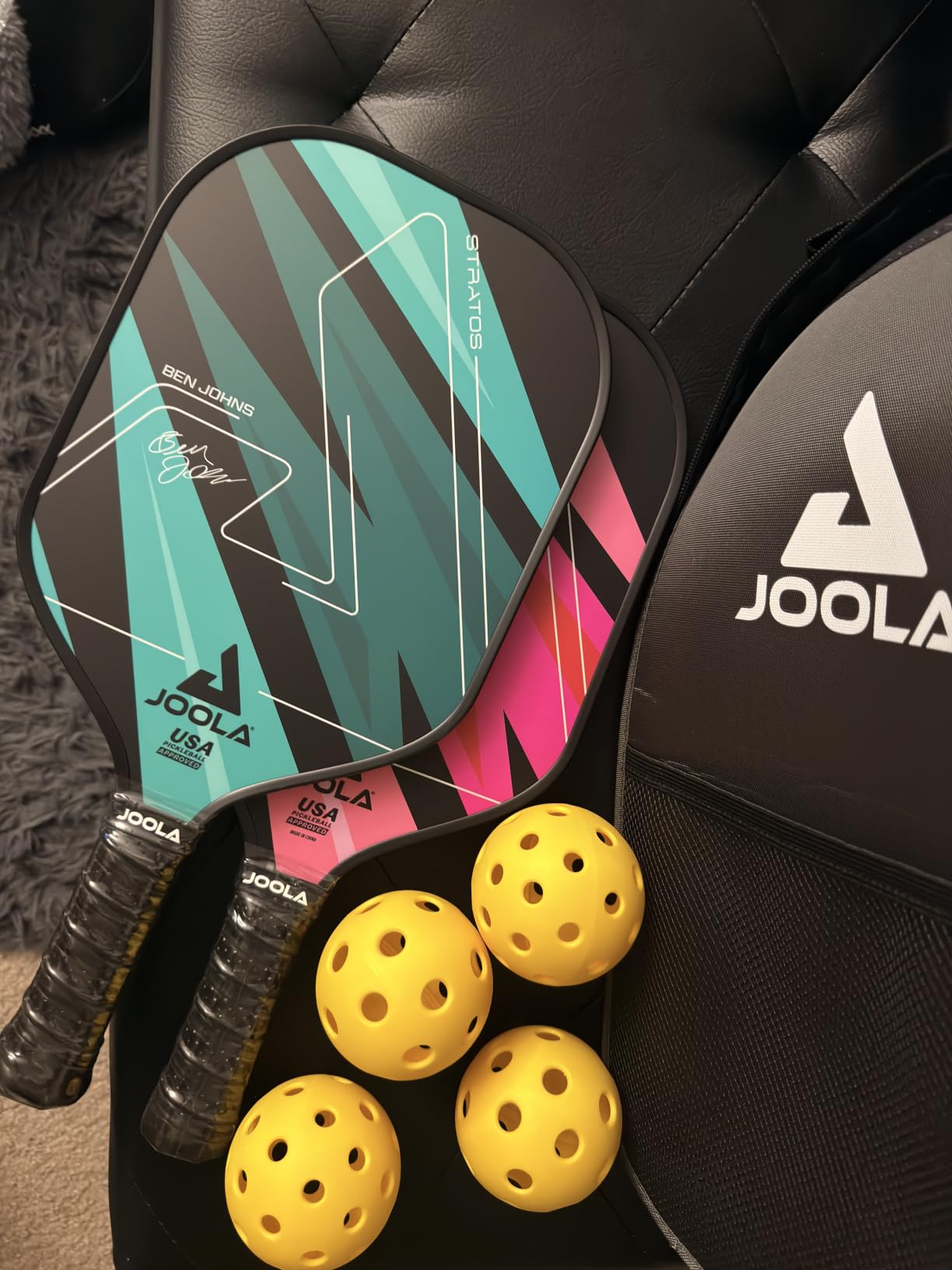JOOLA Pickleball Paddles Set of 2 - Reinforced Fiberglass Surface - Lightweight, Beginner-Friendly Design - Set Includes Balls & Bag customer photo 1