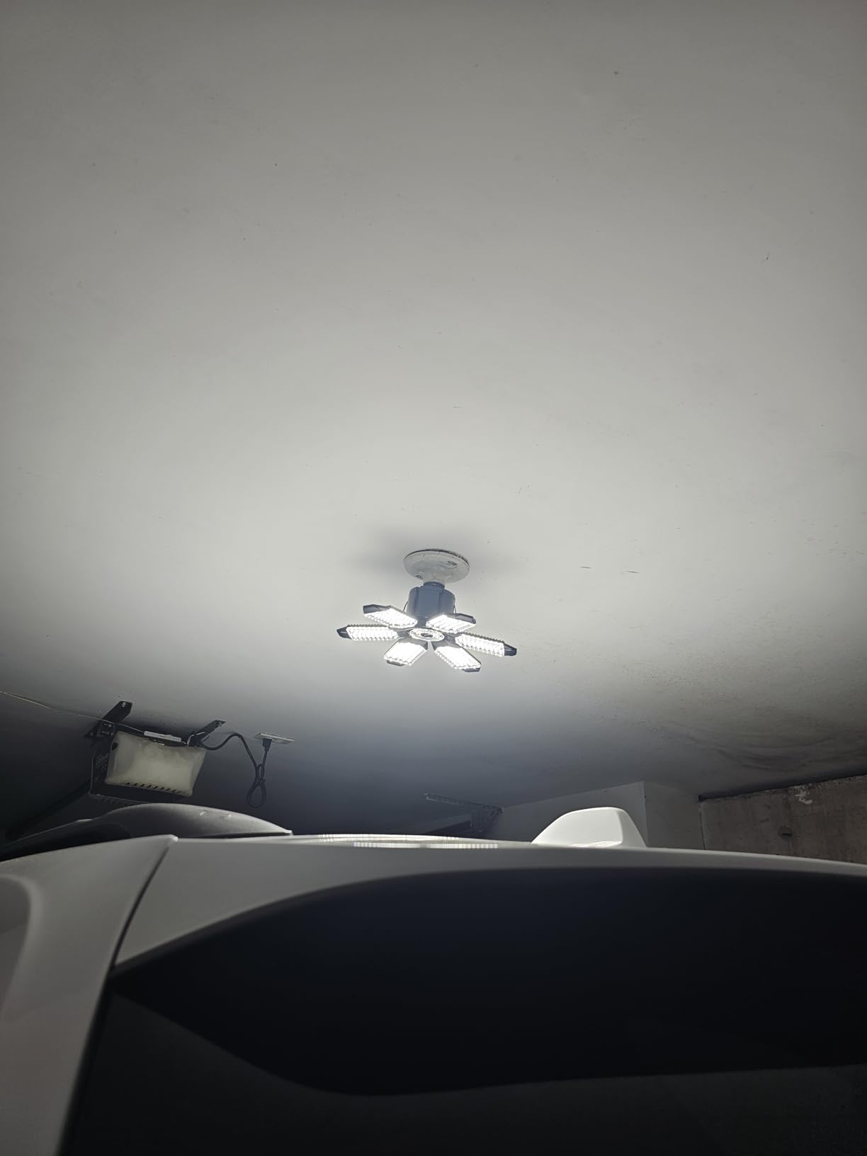 Garage Lights - 2Pack Super Bright 32000LM LED Garage Ceiling Light 6500K LED Shop Light w/ 6 Deformable Panels Screw in E26/E27 Socket Light Bulbs for Workshop Storage Warehouse Attic customer photo 1