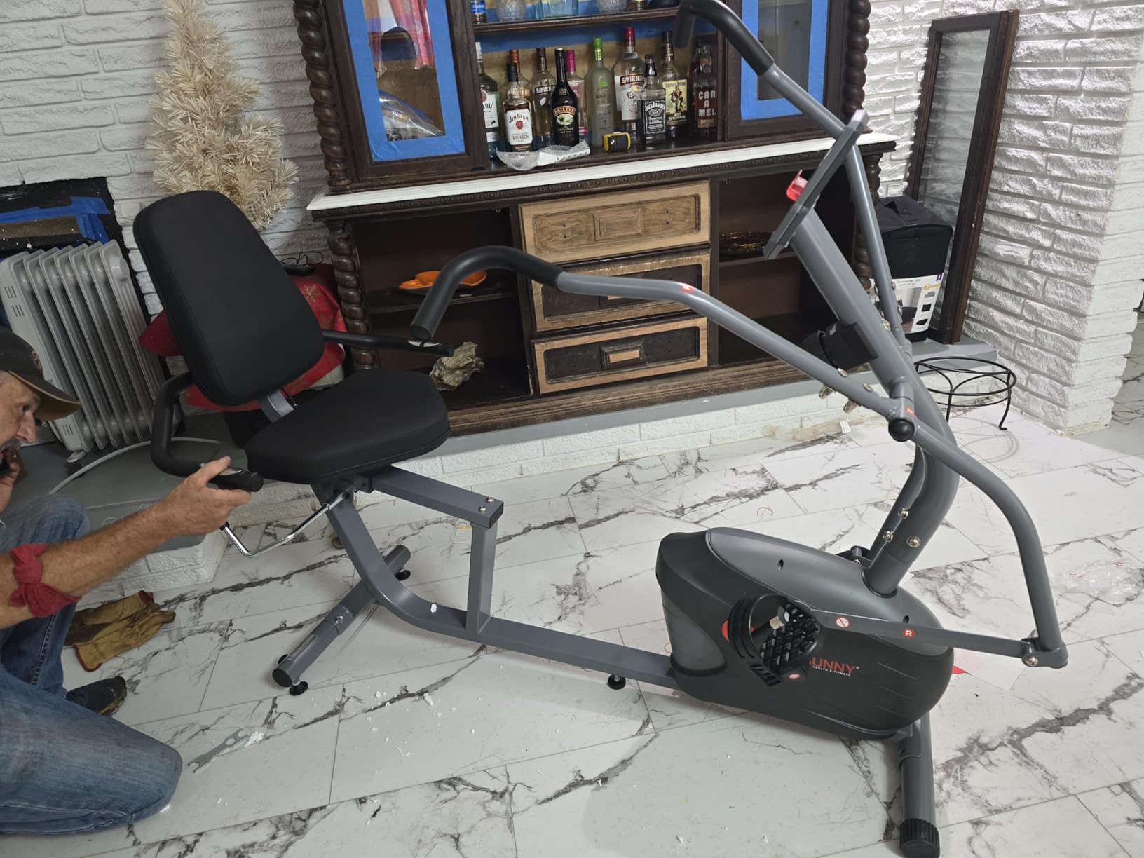 Sunny Health & Fitness Smart Recumbent Bike, Full-Body Home Training with Arm/Leg Exercisers, Indoor Cycling Workout Machine Plus Adjustable Seat & Built-in Pulse Sensors, Free SunnyFit App Connection customer photo 2