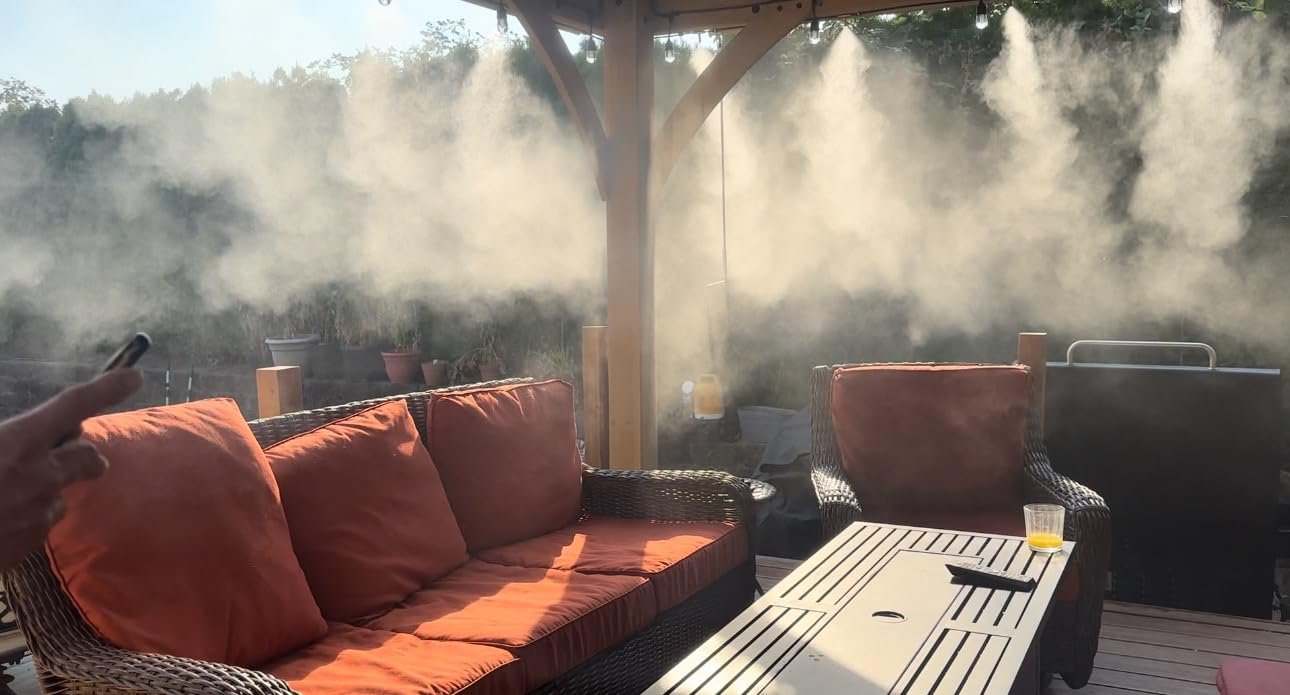 Patio Misters Pro - Ultra Fine Water Mister - Cooling Mist System for Midsize to Large Patio - High Pressure Misting Pump - Kit with Quiet Pump (1000 PSI) - DIY Installation customer photo 2