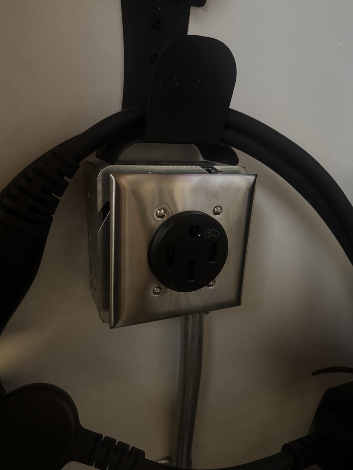 EV Charger Holder Wall Mount J1772 Holder, No Cable Cutting, Outdoor/Indoor, EV Cable Holder and Electric Car Plug Nozzle Holster Dock Combination for SAE J1772 Connector customer photo 1