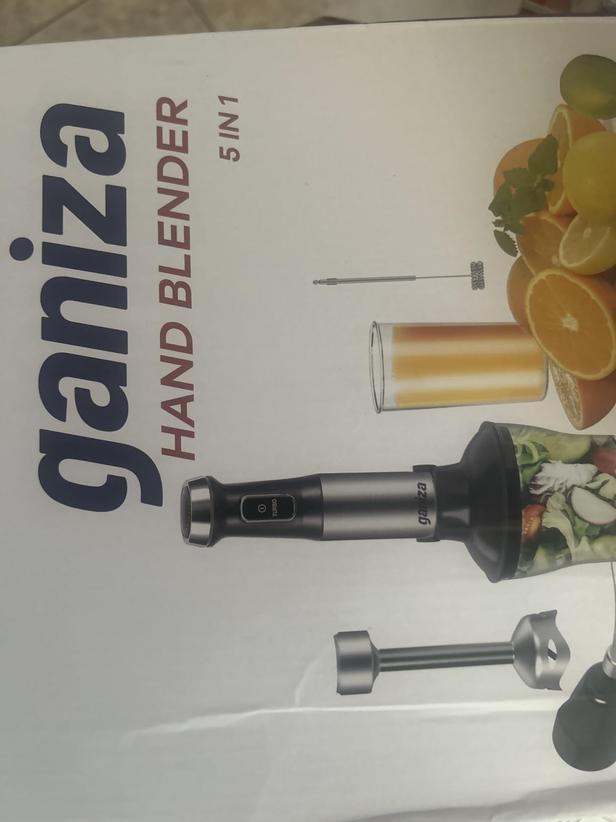 Ganiza Immersion Blender 5 in 1 Hand Blender Max 1000W Heavy Duty Motor | 16 Speed Mode Handheld Blender, Stainless Steel Blade With 800ml Mixing Beaker, 600ml Chopper, Whisk and Milk Frother customer photo 1