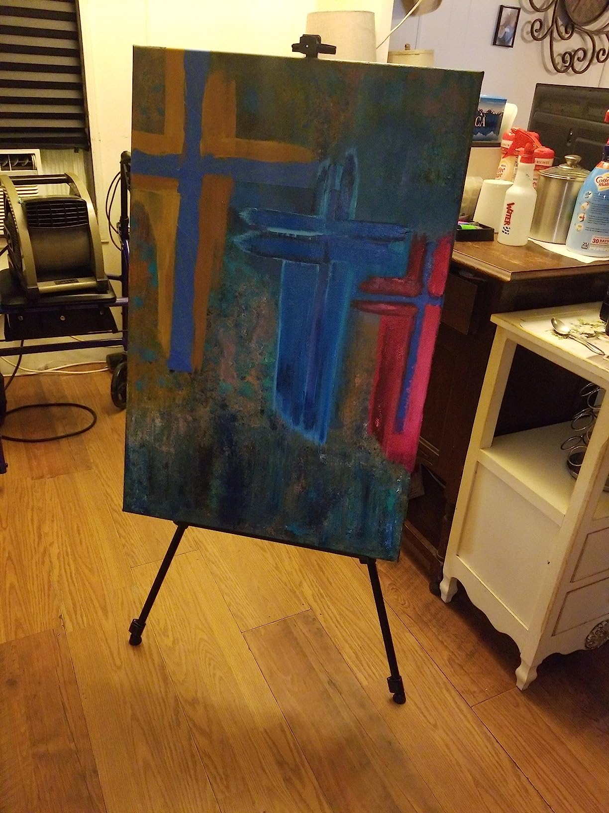 Art Painting Display Easel Stand - Portable Adjustable Floor Artist Easel | Aluminum Metal Tripod Black Stand with Bag, Height from 17