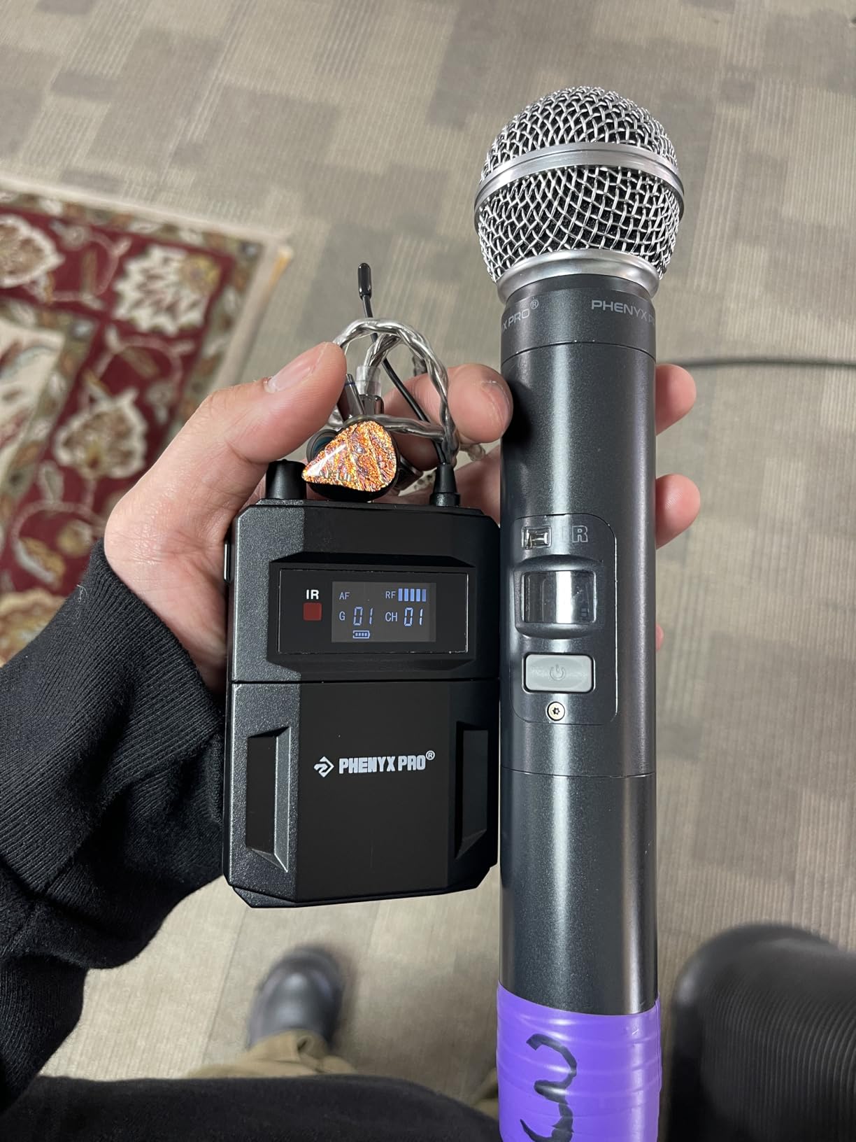 Phenyx Pro Quad-Channel Wireless in-Ear Monitor System - Mono IEM, 4 Bodypacks for Singers, Musicians & Bands, Live Stage & Church Worship, Rack Mount, UHF 4x25 Frequencies, 164ft Range (PTM-33-4B) customer photo 1