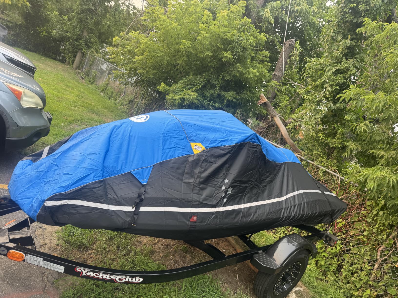 LIBZAKI Jet Ski Cover PWC Cover 2-3 Seats Heavy Duty Waterproof 600D UV Resistant Fits for Yamaha Sea-Doo Kawasaki up to 136~145