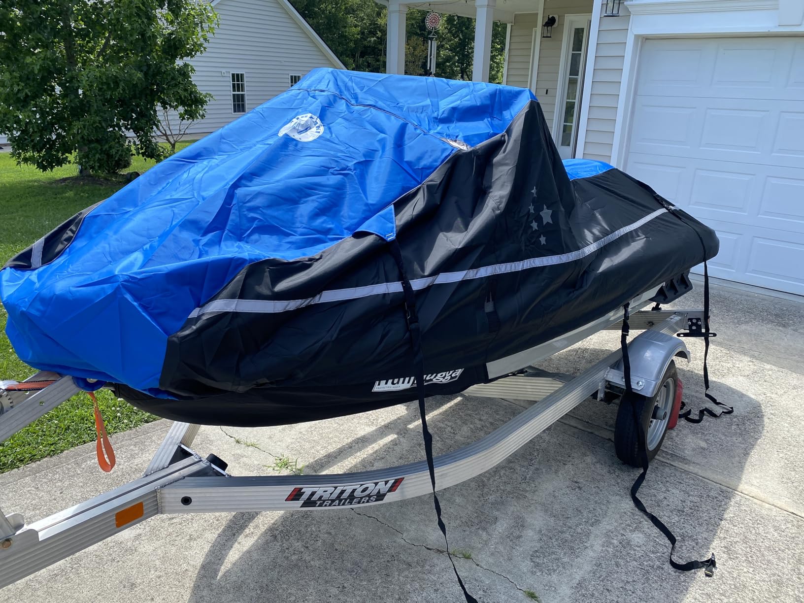 LIBZAKI Jet Ski Cover PWC Cover 2-3 Seats Heavy Duty Waterproof 600D UV Resistant Fits for Yamaha Sea-Doo Kawasaki up to 136~145