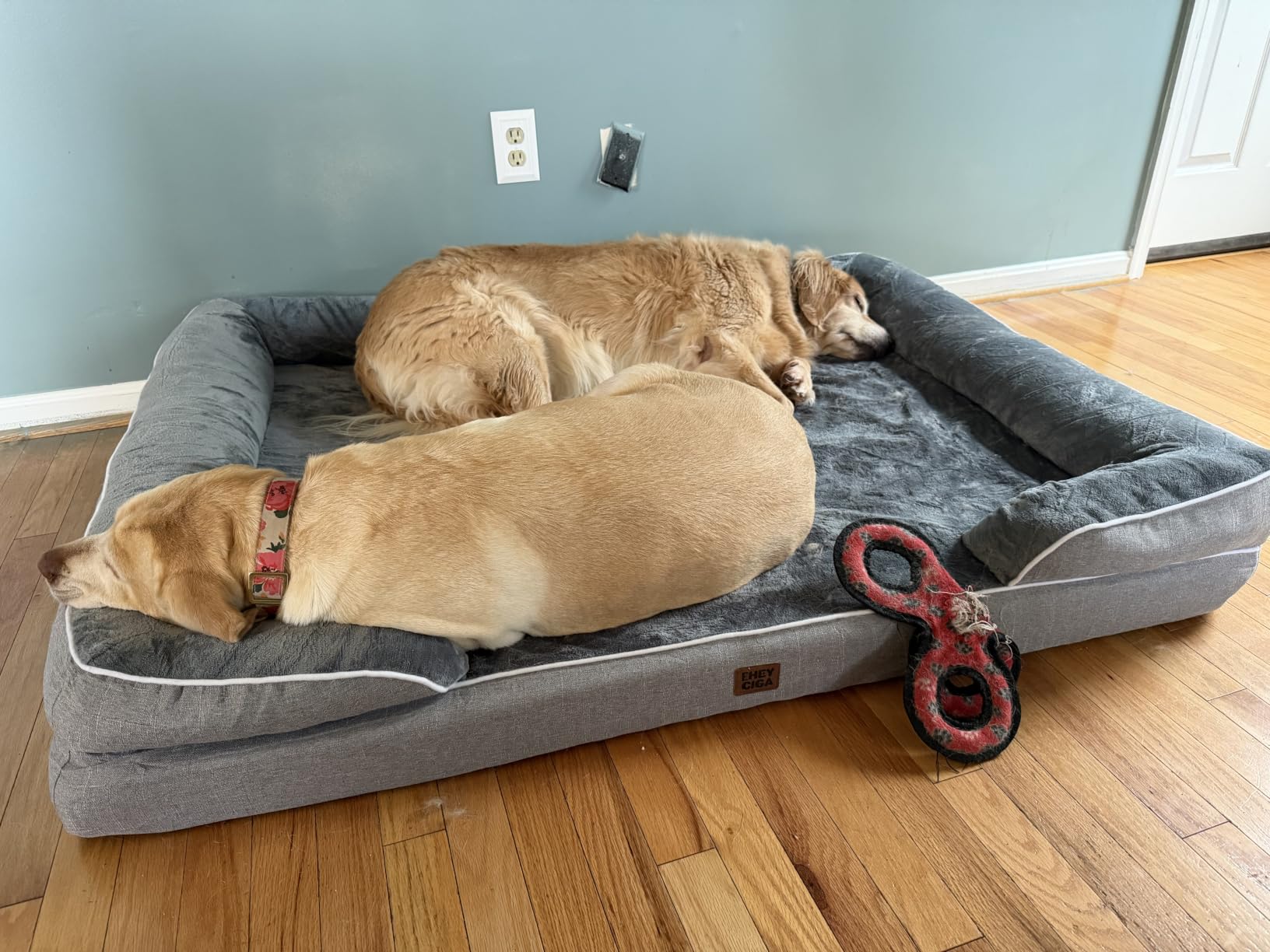 EHEYCIGA Orthopedic Dog Beds for Extra Large Dogs, Waterproof Memory Foam XL Dog Bed with Sides, Non-Slip Bottom and Egg-Crate Foam Big Pet Couch Bed with Washable Removable Cover, Camel customer photo 1