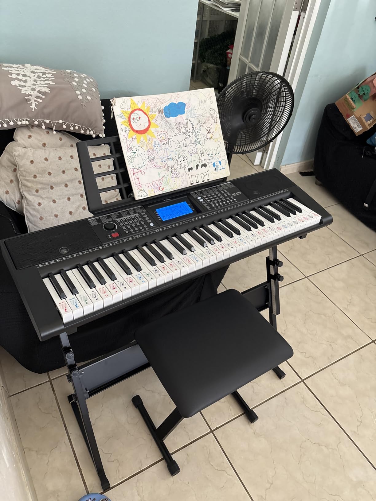 Donner 61 Key Keyboard Piano, Electric Piano Keyboard Kit with 249 Voices, 249 Rhythms - Includes Piano Stand, Stool, Microphone, Gift for Beginners, Black (DEK-610S) customer photo 2