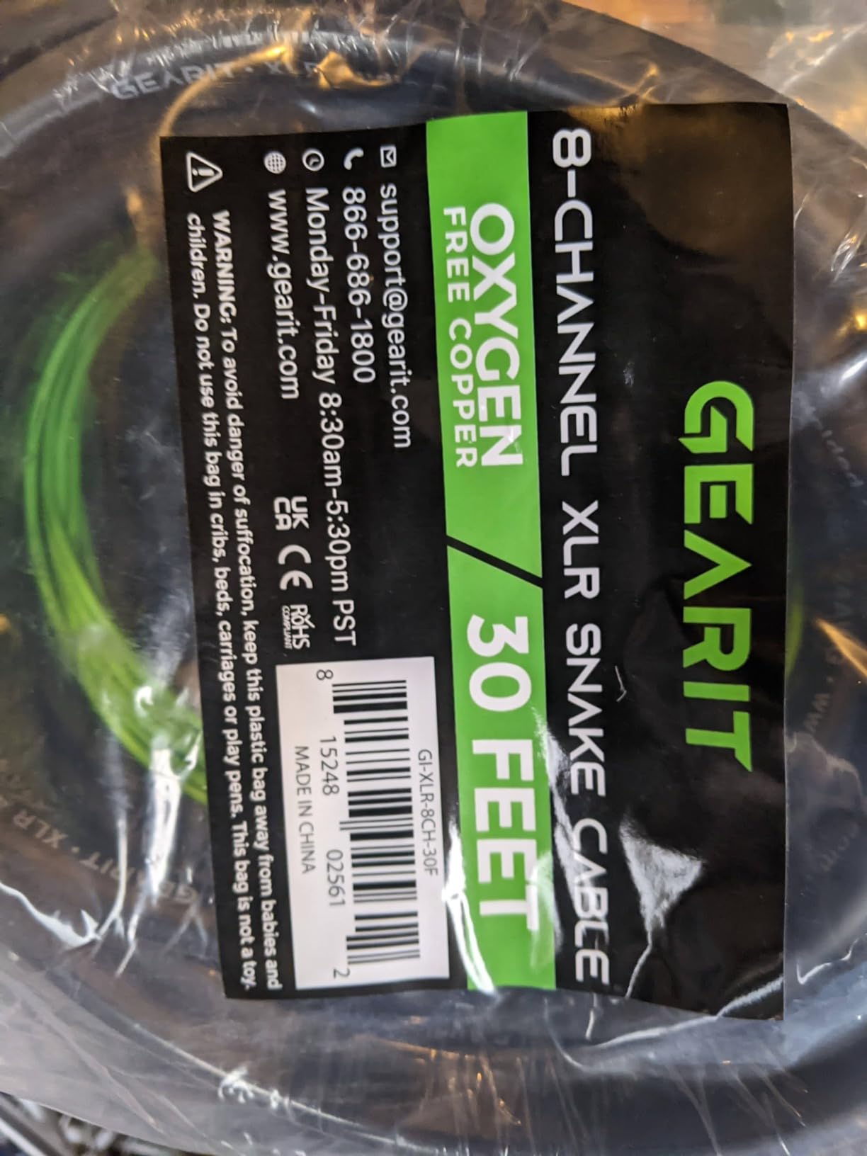 GEARit XLR Snake 8 Channel 30 ft, OFC Audio Snake Balanced Multicore Cable with Metal XLR Connectors & Numbered Channel Labels for Studio Mixers, Patch Bays, Stage Monitors, Small Venues & Live Sound customer photo 1