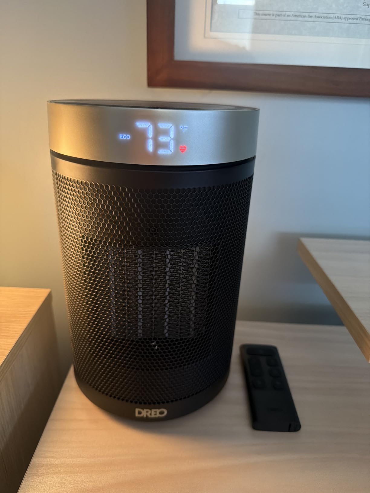 DREO Space Heater, Portable Electric Heaters for Indoor Use with Thermostat and Remote, 2024 Upgraded, Digital Display, 12H Timer, 5 Mode, 1500W PTC Ceramic Fast Safety Heat for Office Bedroom Home customer photo 2