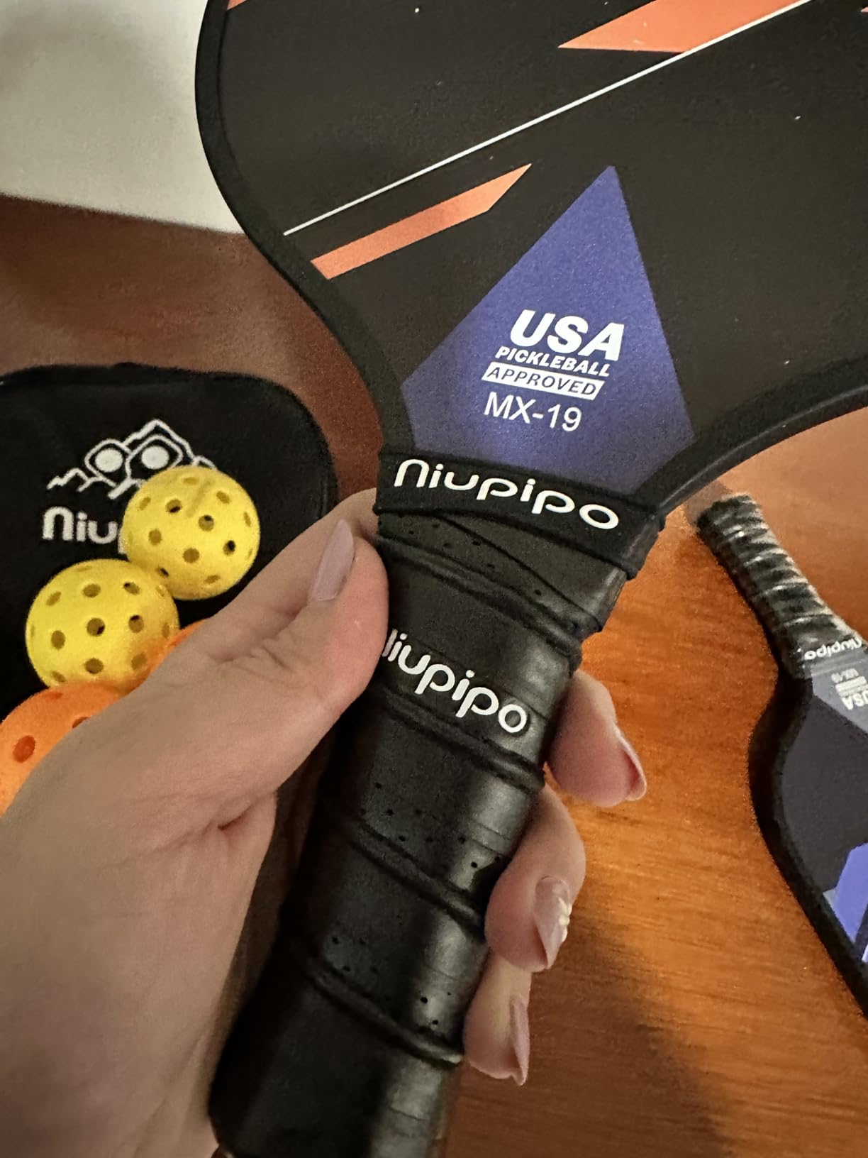 niupipo Pickleball Paddles Set of 2 or 4, USAPA Approved Fiberglass Pickleball Paddle Set with Balls and Bag, Polypropylene Honeycomb Core, Lightweight Pickleball Paddles for Beginners Men Women customer photo 2