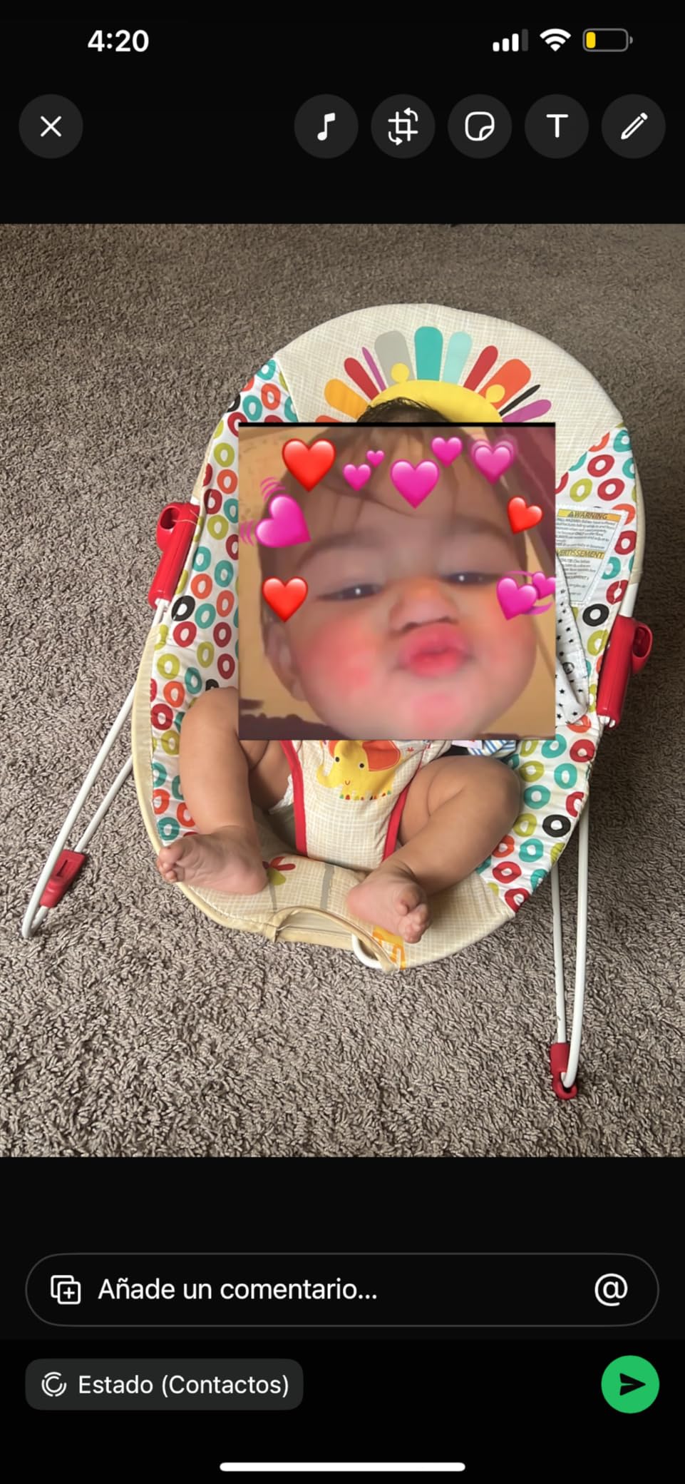 Bright Starts Pink Paradise Portable Baby Bouncer with Vibrating Infant Seat and Toy Bar, Max Weight 20 lbs., Age 0-6 Months customer photo 1