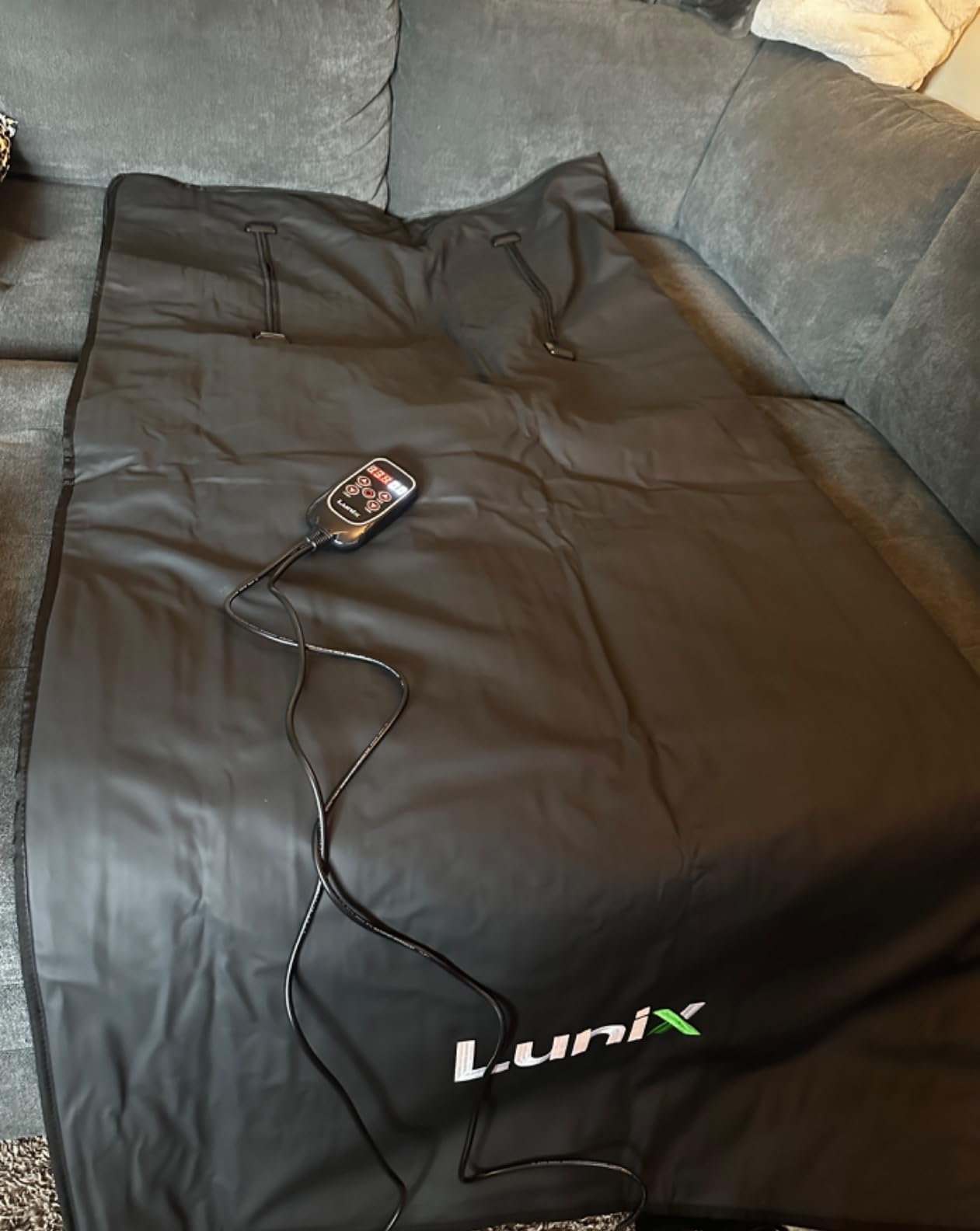 Lunix LX17 Far Infrared Sauna Blanket, Portable Sauna for Home | Adjustable 77-176F Heat, Low EMF, Dual Zippers, Arm Openings, Pillow, Detox Wraps, Hot Cold Pack & Carry Bag customer photo 1