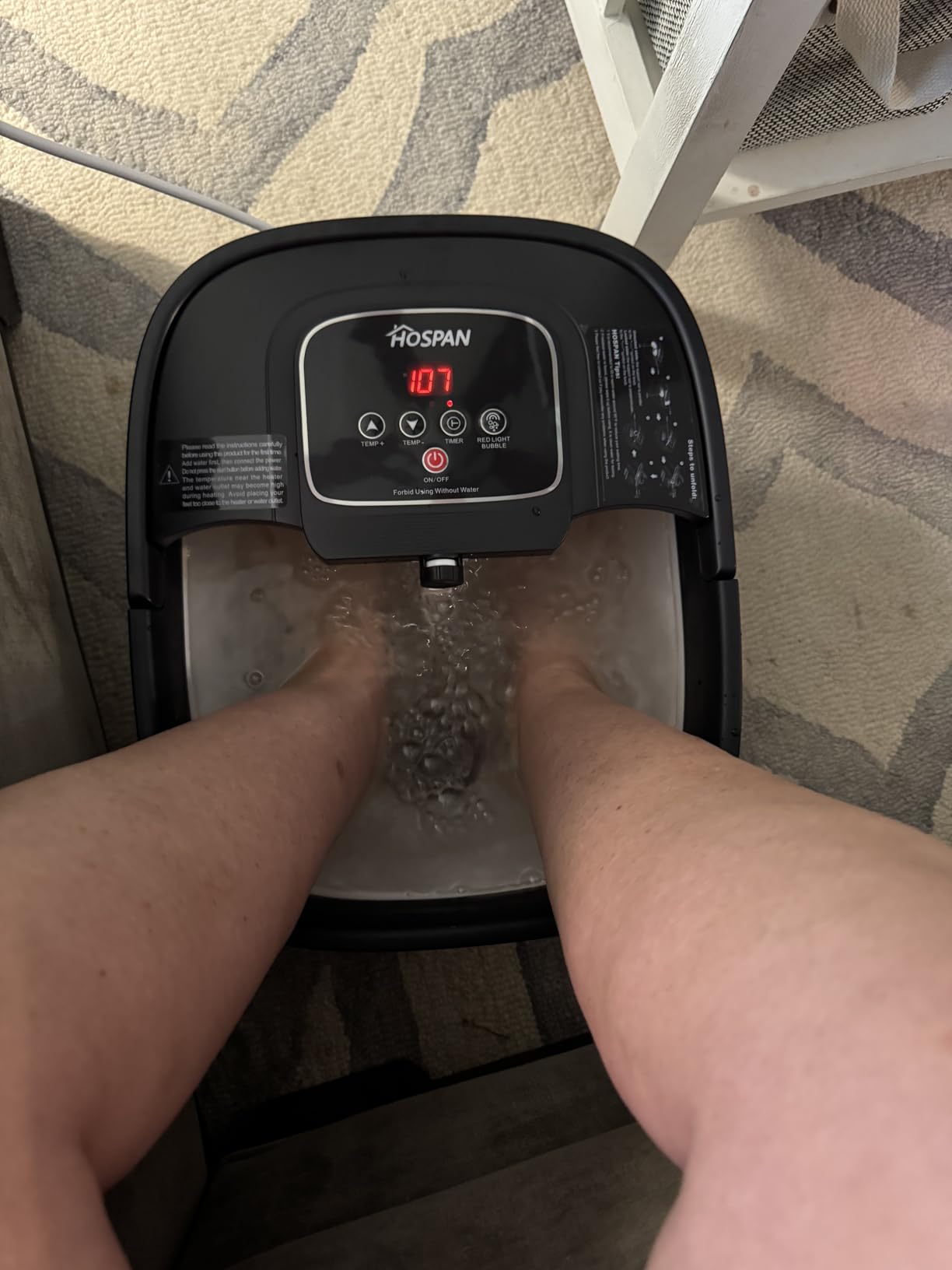 HOSPAN Collapsible Foot Spa, Foot Bath Massager with Heat, Bubble & Massage, 8 Shiatsu Rollers, 95°F-118°F Temp Control, Red Light, Handle, Space-Saving Collapsible Design customer photo 1