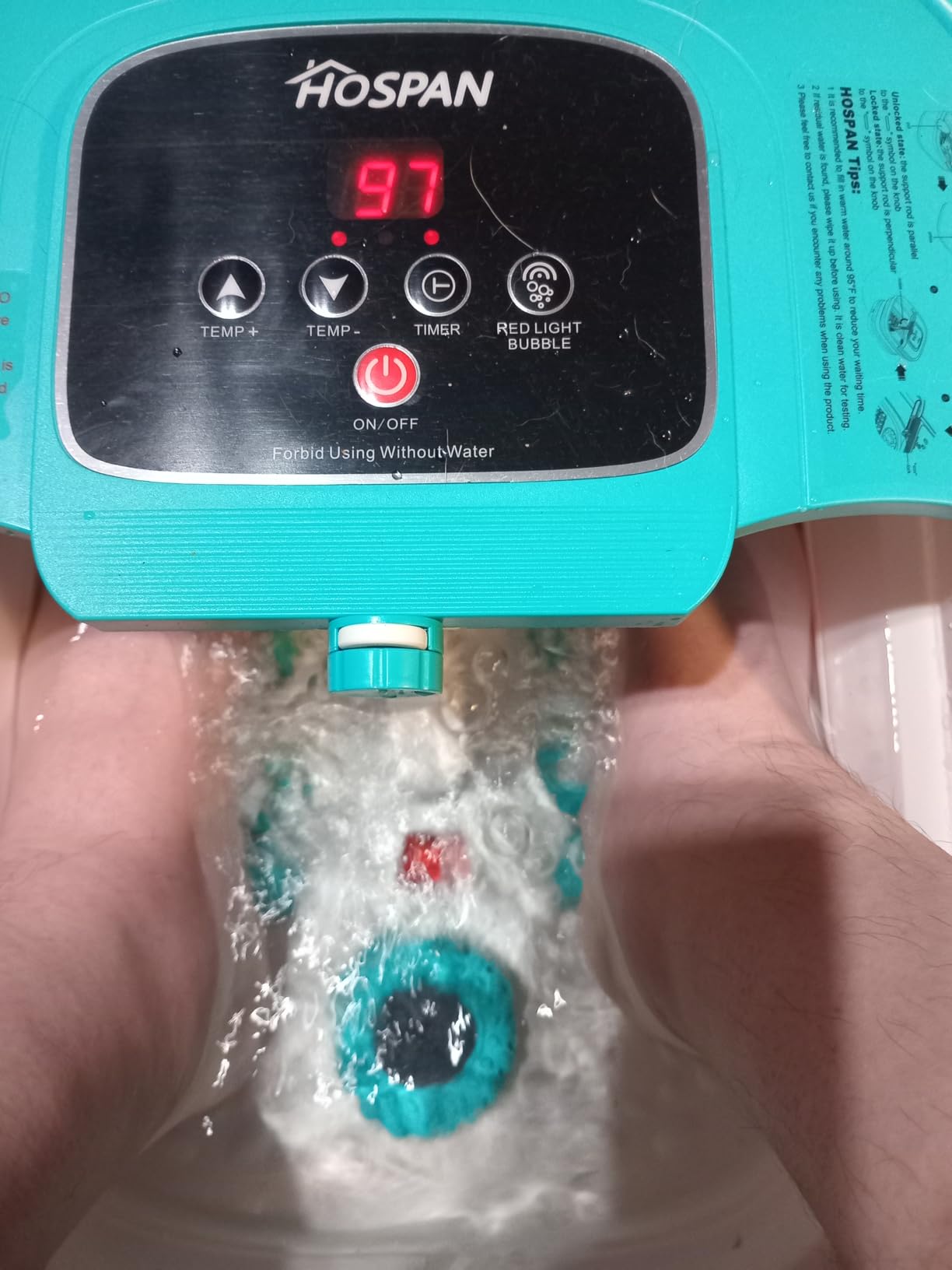 HOSPAN Collapsible Foot Spa, Foot Bath Massager with Heat, Bubble & Massage, 8 Shiatsu Rollers, 95°F-118°F Temp Control, Red Light, Handle, Space-Saving Collapsible Design customer photo 2