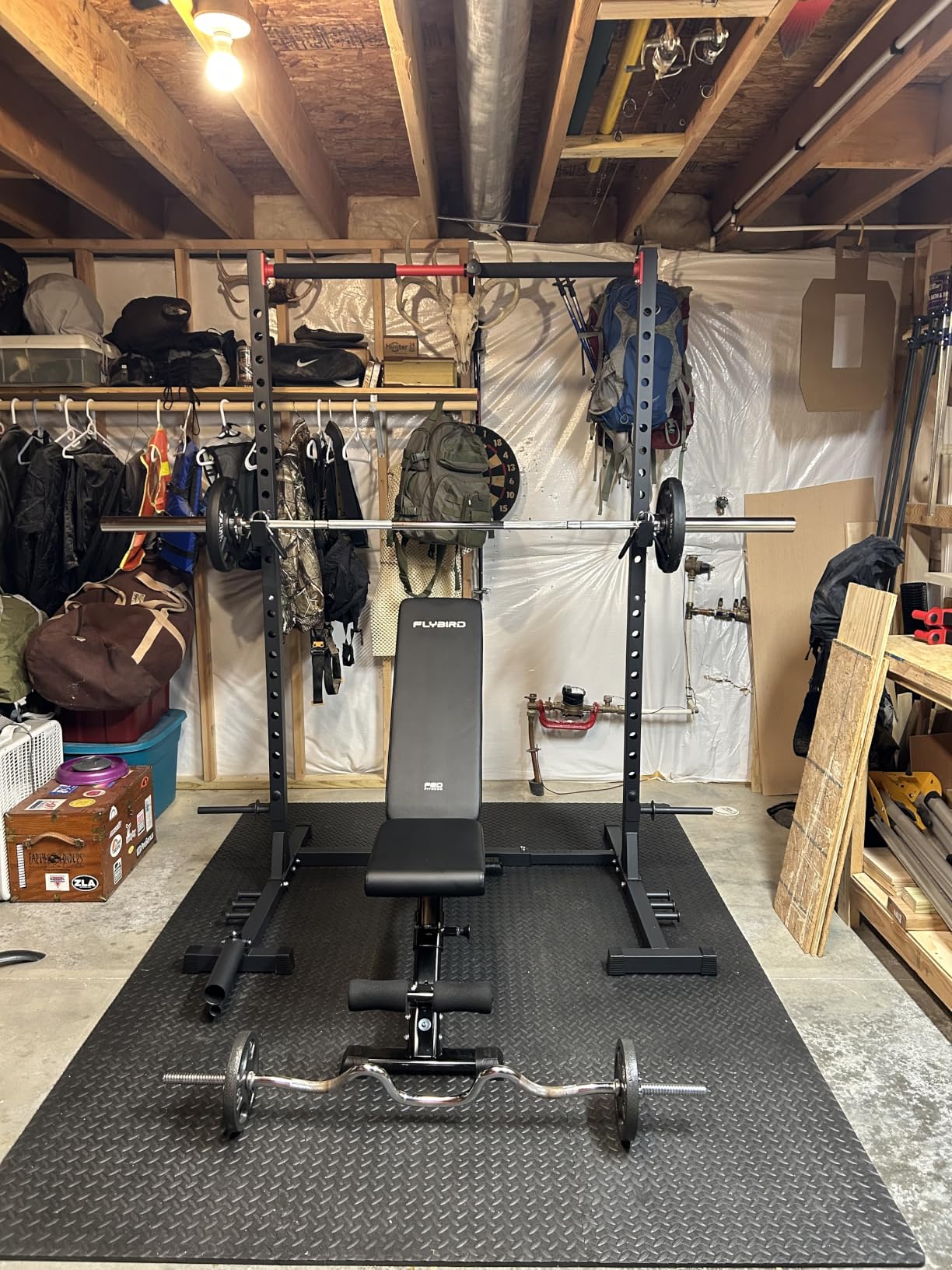 FLYBIRD SR1 Squat Rack with Pull-Up Bar, Adjustable Multi-Functional Power Rack, Inner Width Squat Rack Stand Suitable for 6FT,7FT Barbell for Home Gym Equipment customer photo 1