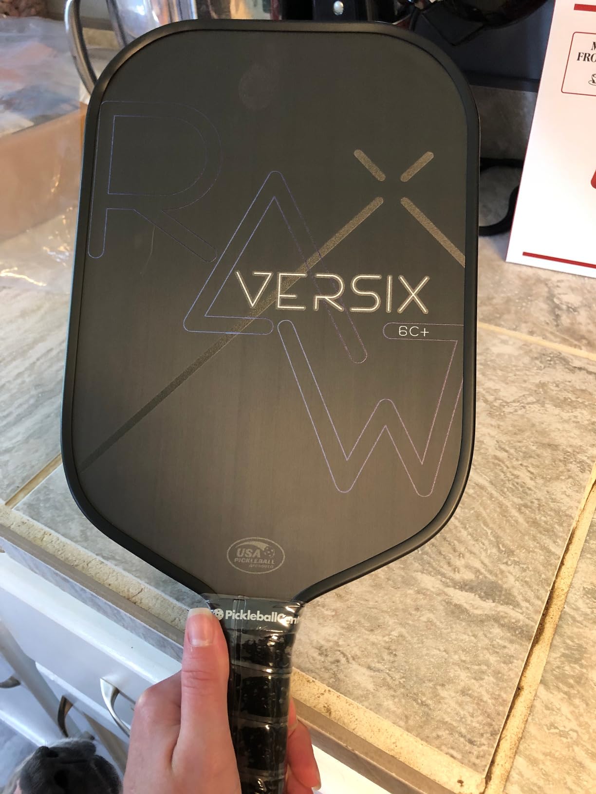 VERSIX RAW Carbon Fiber Pickleball Paddles, 15mm | Elongated shape and 5.75 in octagonal handle support two-handed backhands, added reach and durable spin customer photo 2