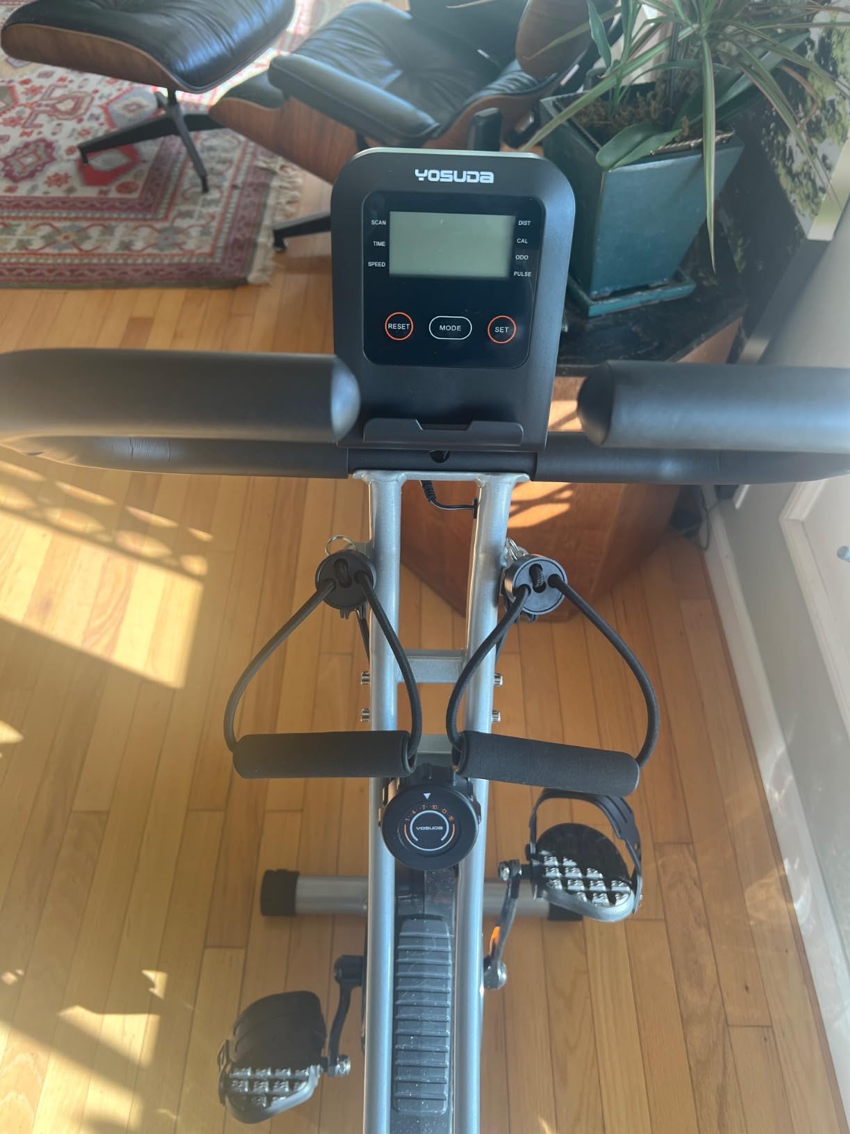 YOSUDA Folding Exercise Bike, 5 IN 1 Foldable Stationary Bike for Seniors | Upgraded Indoor Workout Bikes with 6.6 LBS Flywheel, 380 LBS Capacity and 16-Level Magnetic Resistance, Back Support Cushion customer photo 1