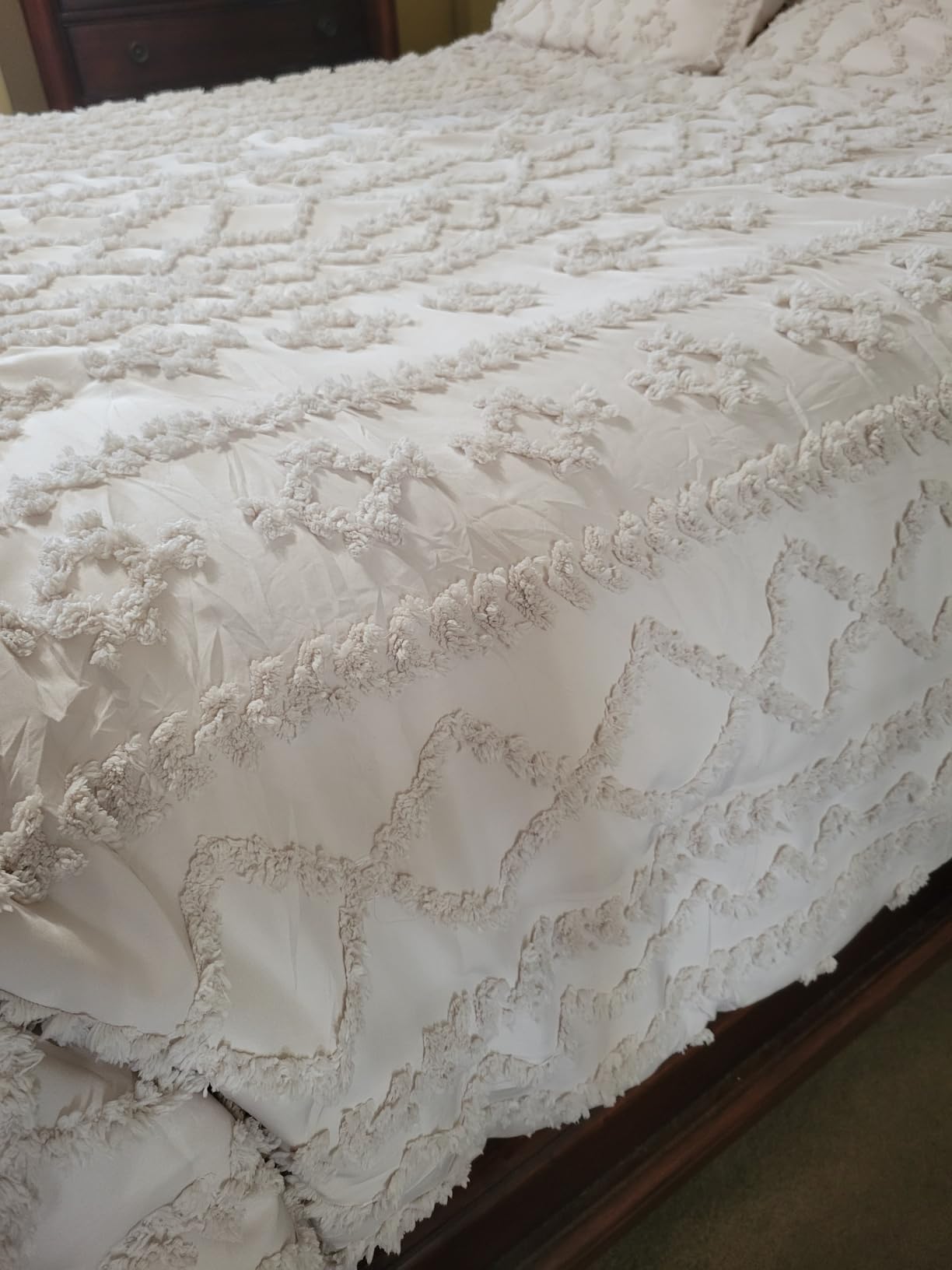 Bedsure Tufted Boho Comforter Set Queen Size - Beige Boho Bed Set, GentleSoft 3 Pieces Farmhouse-Style Embroidery Bedding, Gifts for Woman, Soft Jacquard Kids' Queen Comforter for All Seasons customer photo 2
