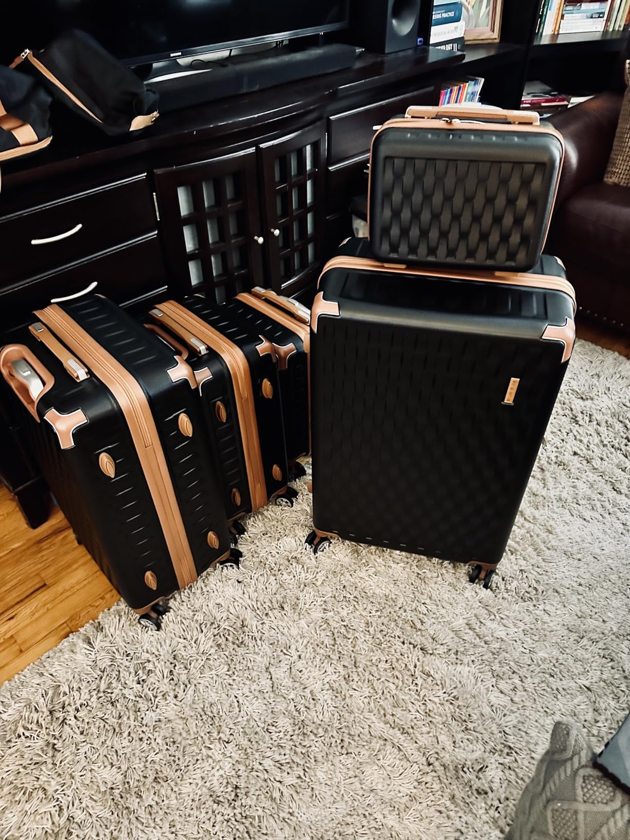 Luggage Sets 7 Piece Suitcase Set, Hard Shell Carry on Luggage Travel Suitcases with Spinner Wheels and TSA Lock, Lightweight Luggage Set for Women, Black Brown customer photo 2