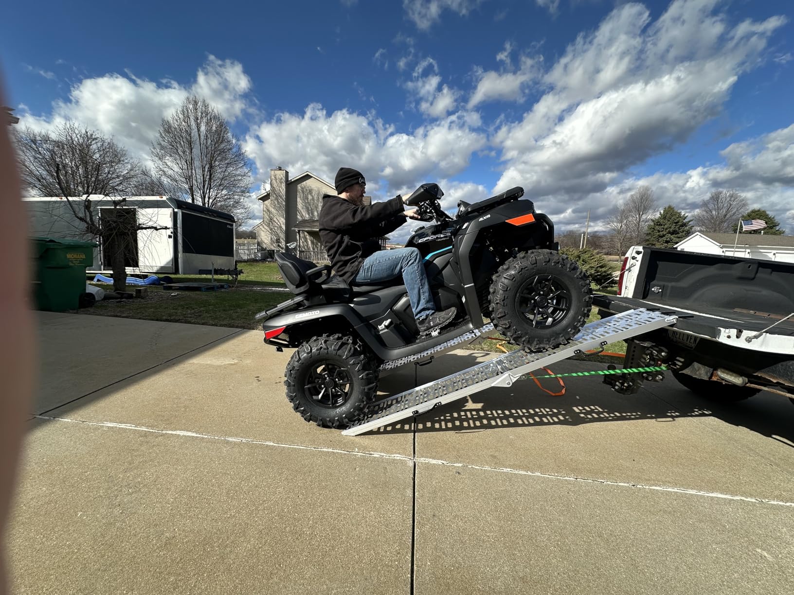 7.5 FT Aluminum Loading Ramps for Pickup Trucks | 1500 lbs Capacity ATV, Motorcycle, Lawn Mower, Dirt Bike, UTV Loading | Foldable, Lightweight with Rubber Handles | 2PC Set customer photo 1