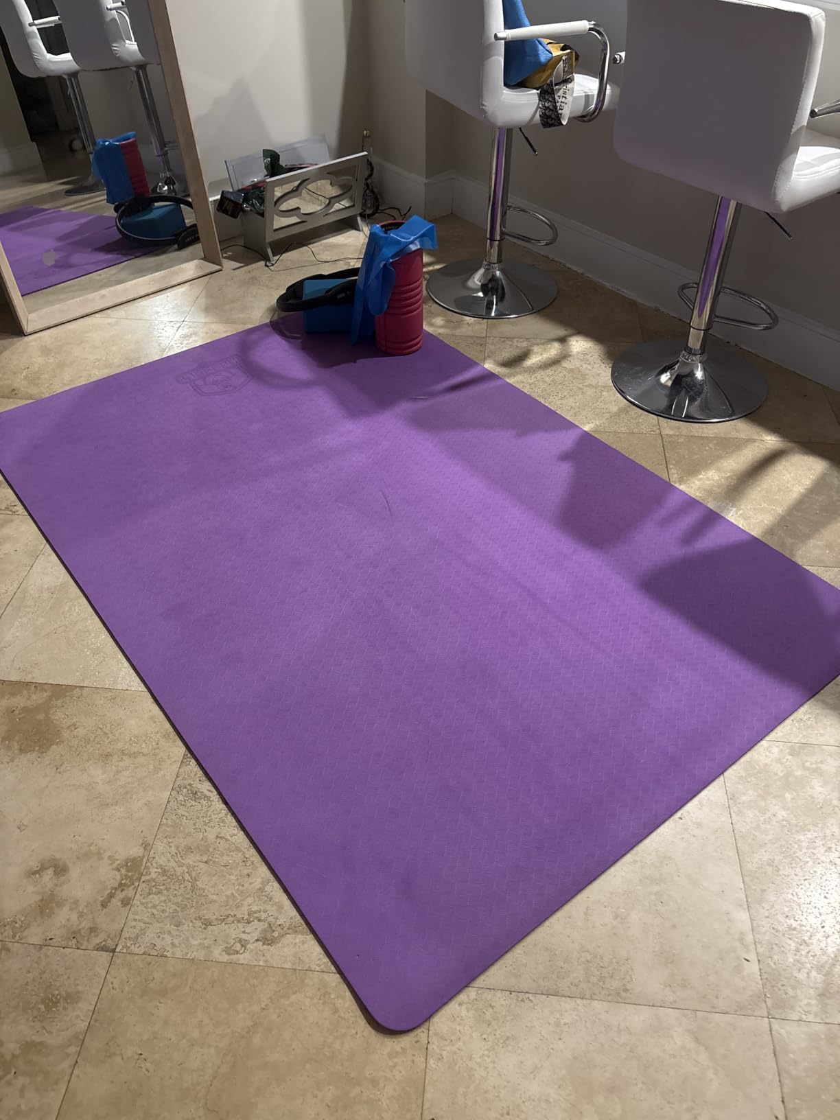HAPBEAR Extra Large Yoga Mat - 72x48x6mm (1/4 inch), Non-Slip, Durable, Thick Wide Exercise Mat for Home Workouts, Yoga, Pilates, Stretching and Cardio Workouts customer photo 2