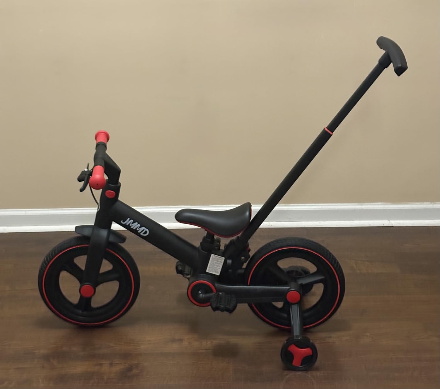 JMMD 6 in 1 Toddler Bike with Push Handle for Kids 18-60 Months, 12